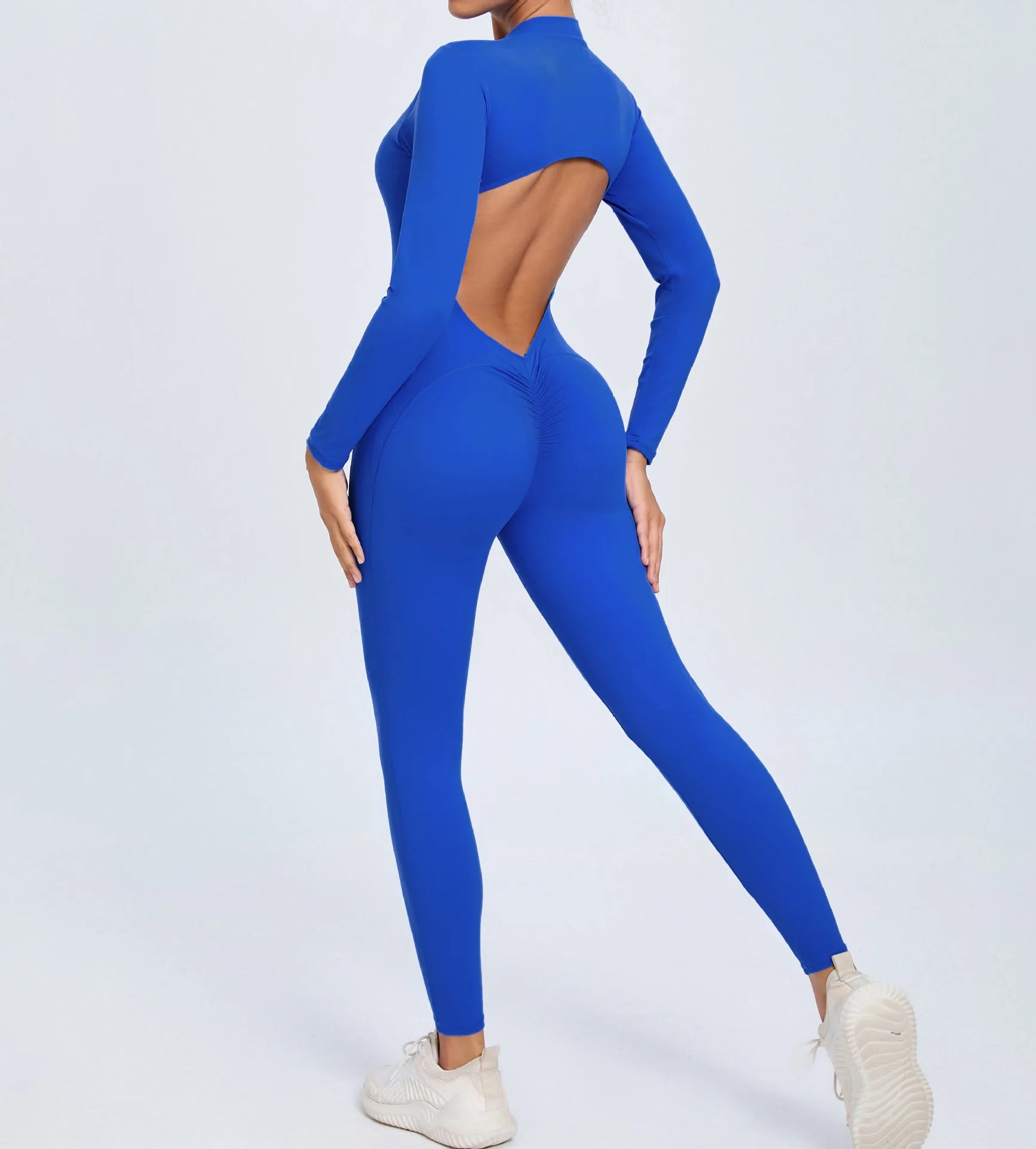 Backless Rompers Yoga Long Sleeved Women's Sportswear Gym Zipper Jumpsuits Workout Bodysuit Fitness One-piece Skin-tight Garment