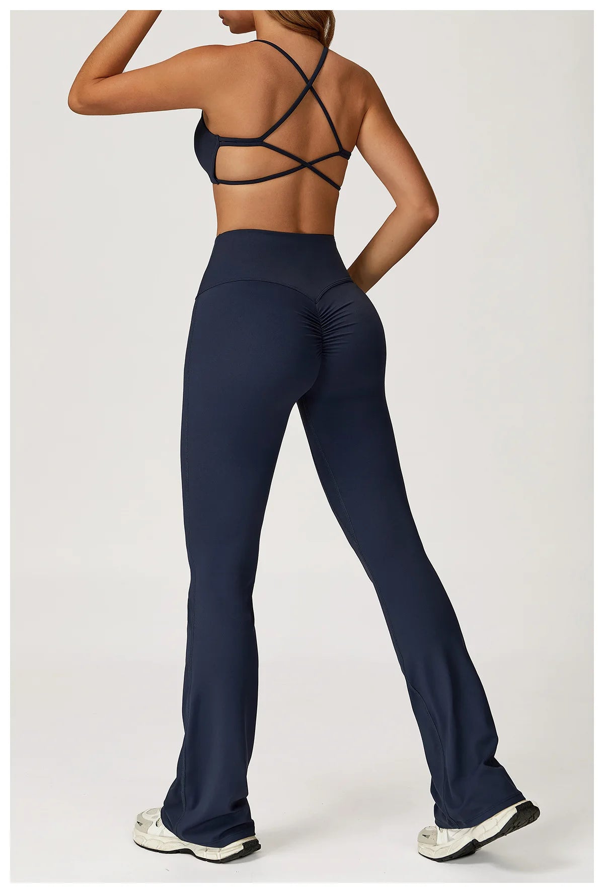 Women Yoga Set 2PCS Sportswear Push Up Workout Clothes Athletic Wear Gym Legging Fitness Bra Crop Top Long Sleeve Sports Suits