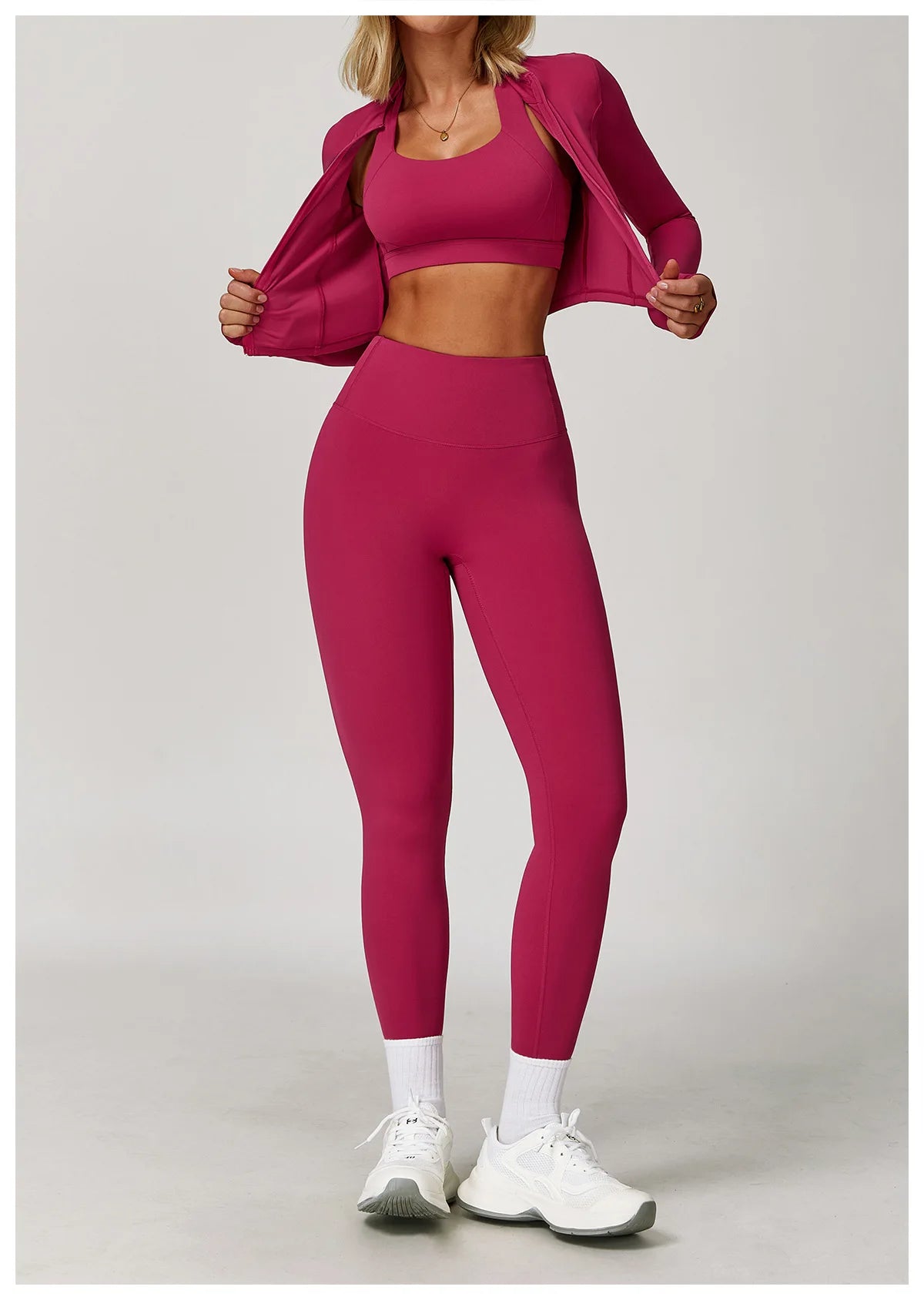 Women Outdoor Sports Long Sleeved Slim Yoga Clothes Quick Dry Zipper Cardigan Stand Up Collar Jacket Running Fitness Jacket Top
