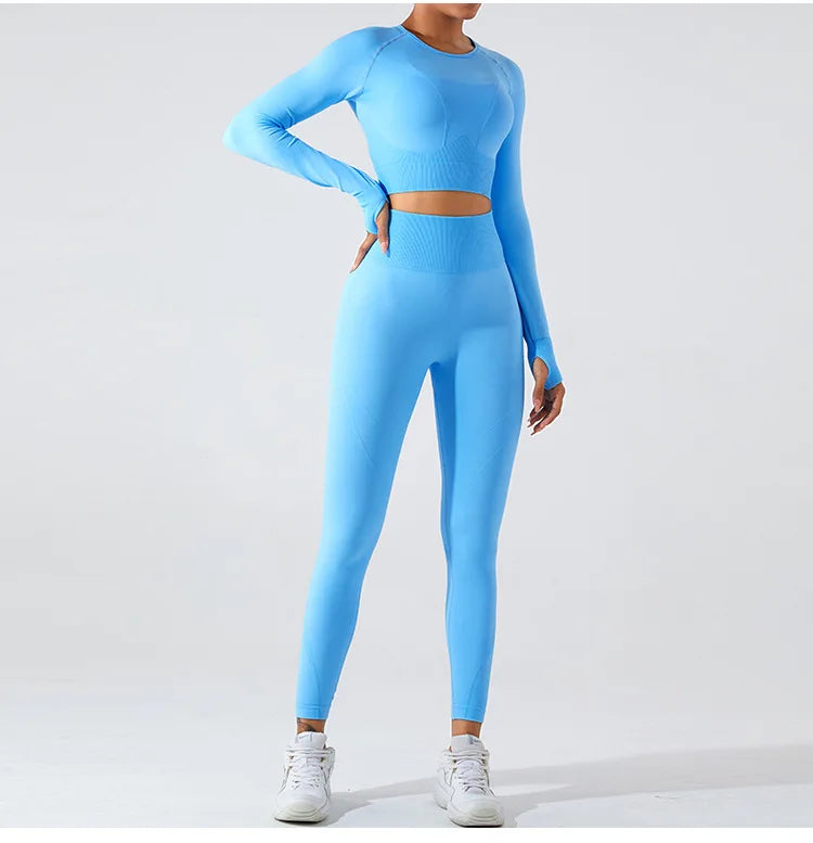 Women's Seamless Long Sleeve Top Yoga Shirts Running T-Shirt Workout Running Fitness Gym Sports Top Training Crop Top Solidcolor