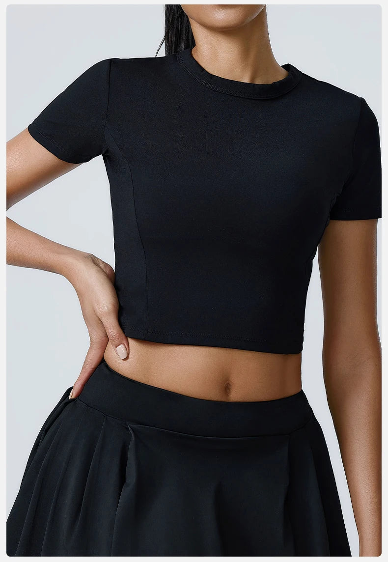 Yoga Top Women Short Sleeve Sport T Shirts Fitness Clothes Yoga Shirt Gym Top Running Sport Push Up Workout Crop Top