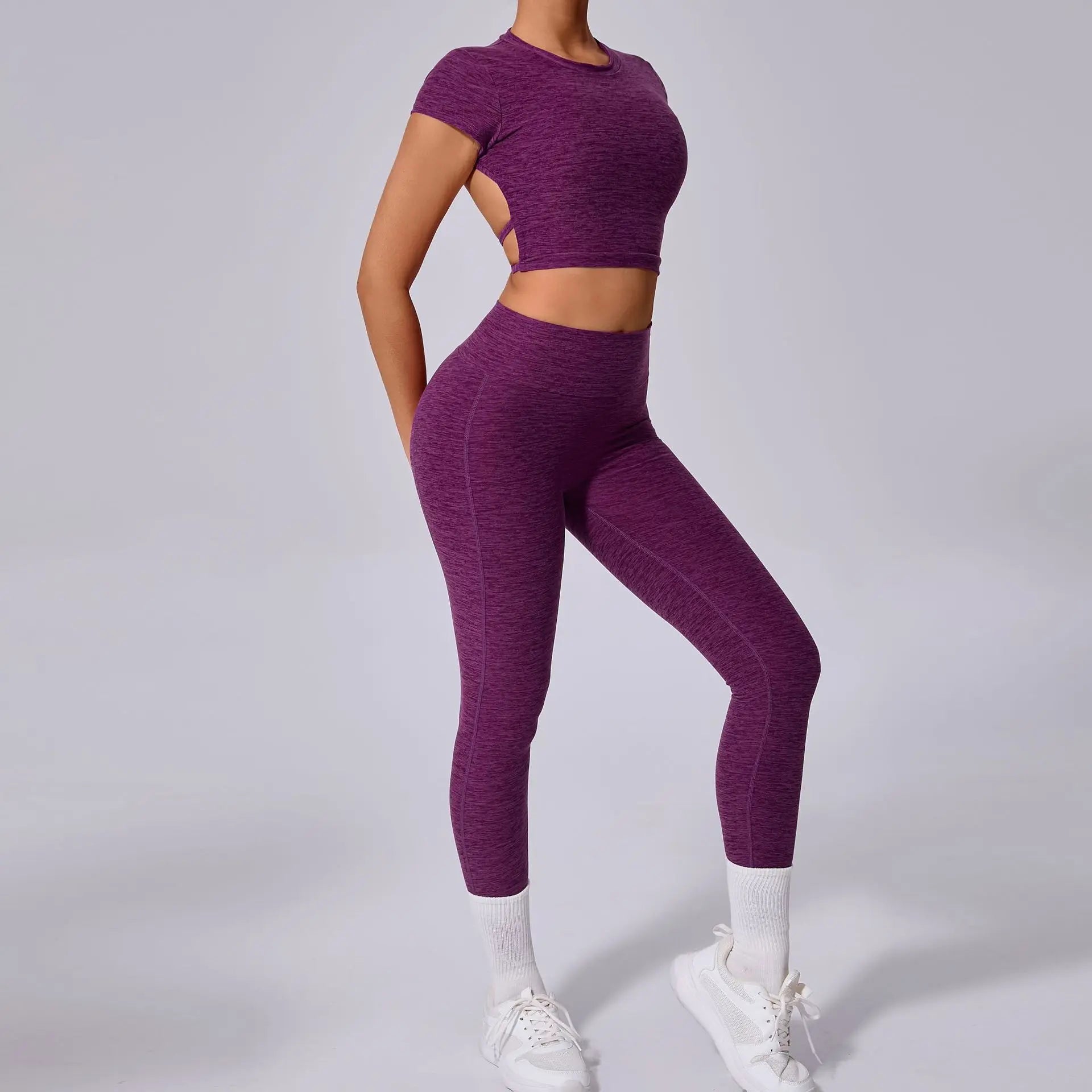 Hollow Beauty Back Crop Top Short Sleeve Workout Yoga Shirt Women Fitness Workout Tops Gym Clothes Sportswear Running T-shirts