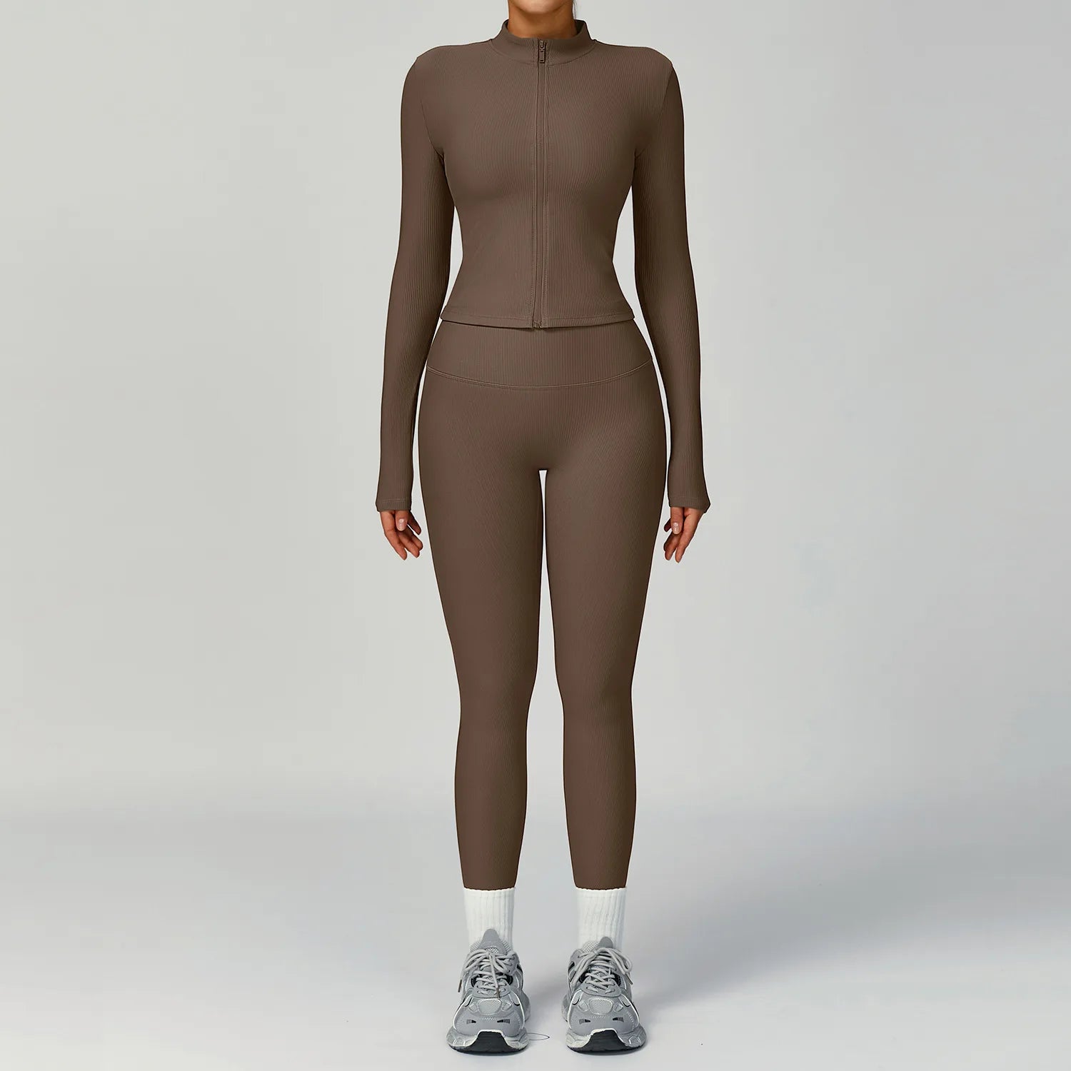 Women Tracksuit 2PCS Yoga Suit Sports Set Quick-Drying Gym Set Running Workout Zipper Long Sleeve Sports Shorts Yoga Clothing