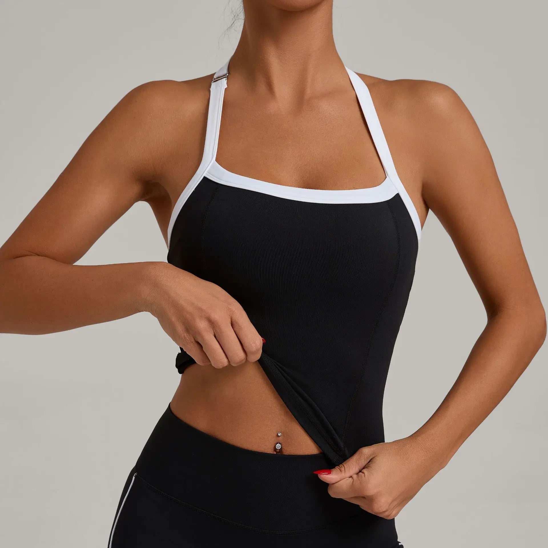 Women Sports Bra Hanging Neck Top Push Up Fitness Yoga Bra Color Blocked Underwear Gym Sport Tops Women Running Vest Bralette