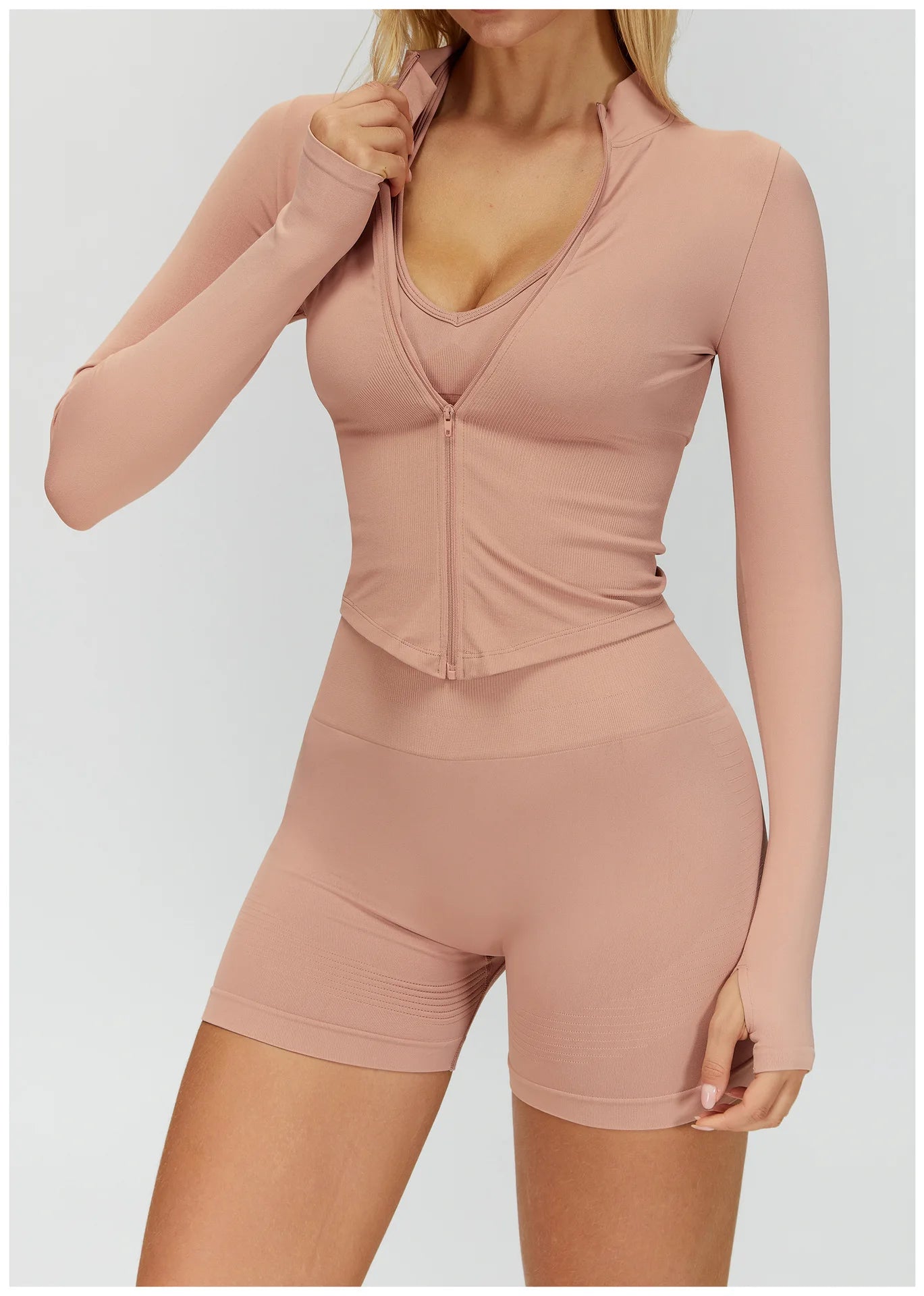 Seamless Outdoor Sports Long Sleeved Women Yoga Coat Quick Dry Zipper Cardigan Stand Up Collar Jacket Running Fitness Jacket Top