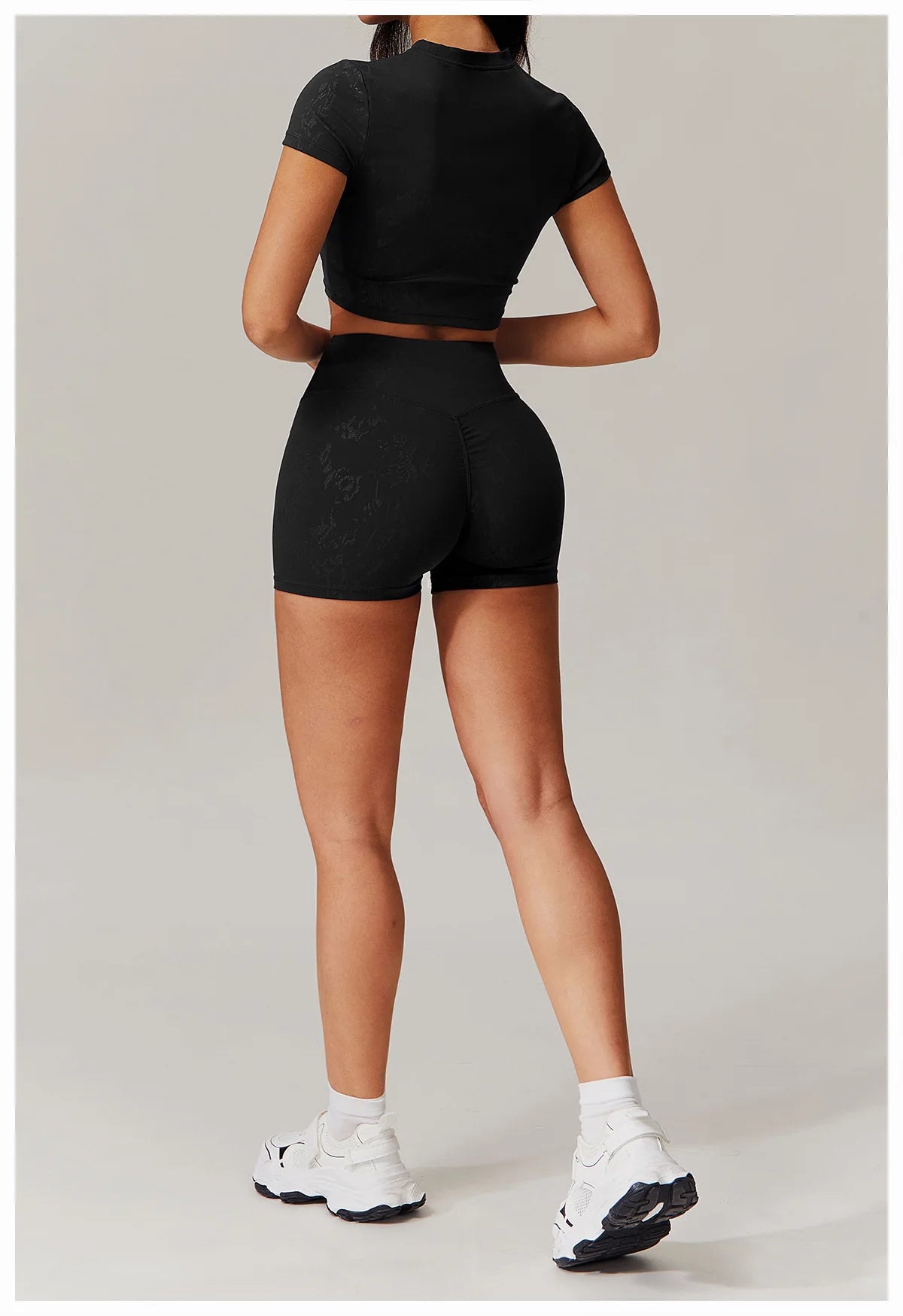 Elastic Yoga Shorts Women High Waist Tummy Control Ruched Booty Pants Printed Butt Lifting Push Up Gym Workout Compression Tight