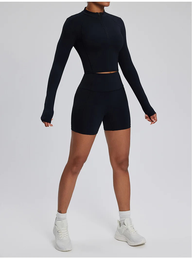 2PCS Yoga Suit Gym Set Women Clothes Running Tracksuit Workout Long Sleeve High Waist Bell-bottoms Sports Shirt Yoga Clothing