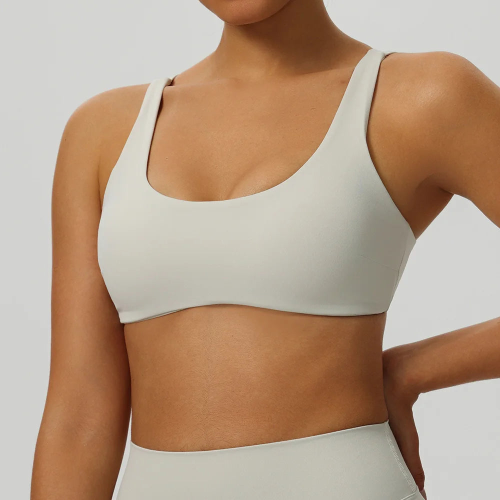 Women Tops Back Cross Strap Tank Top Push Up Underwear Running Sports Bra Breathable Soft Fitness Beauty Solid Color Yoga Bra