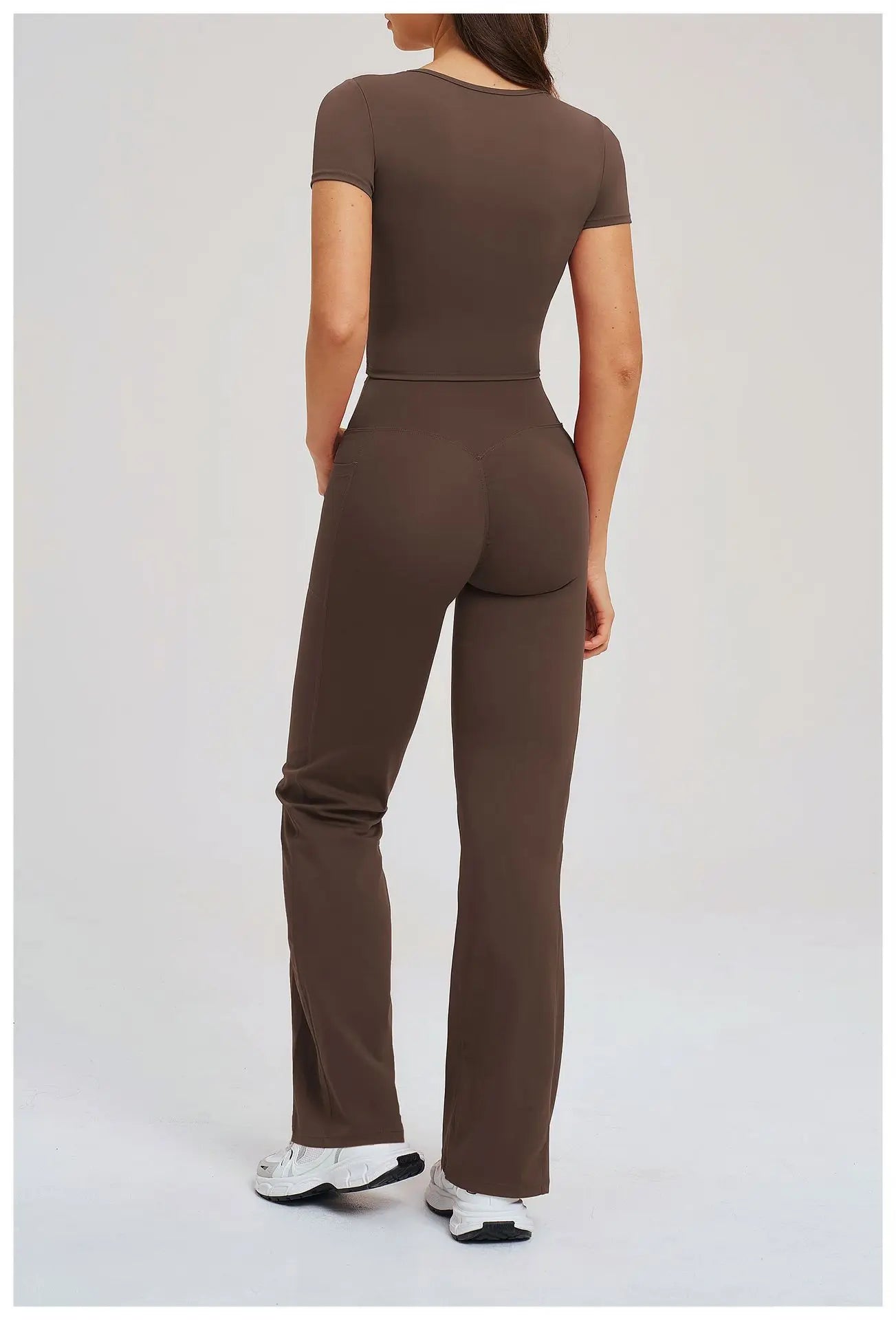 Yoga Set 2 Pieces Gym Clothes Sportswear Yoga Outfits For Women Fitness Short Sleeve Crop Top Tracksuits Sports Set Gym Leggings