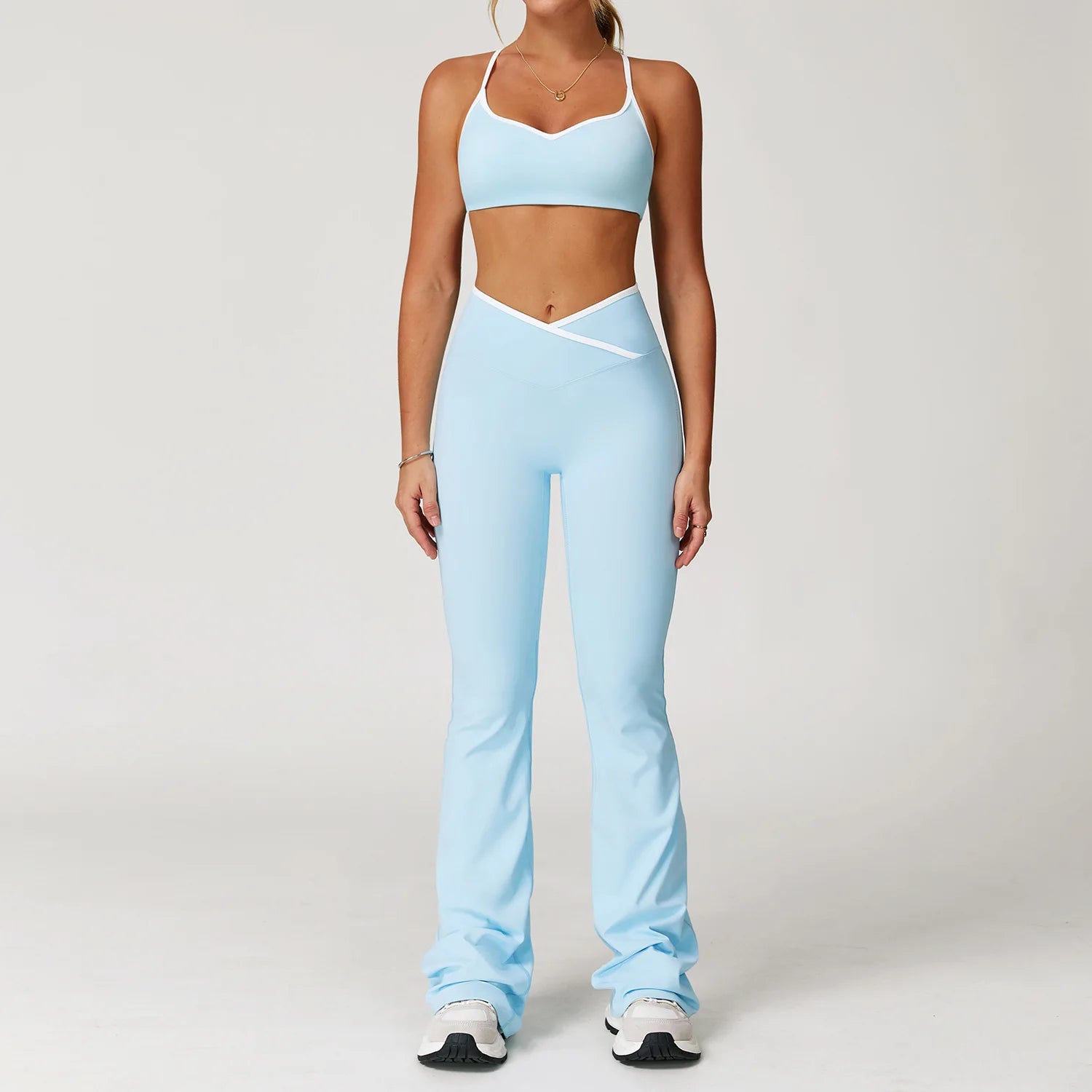 Women's Clothes Yoga Set 2 Pieces Workout Tracksuit Sportswear Gym Clothing High Waist Bell-bottoms Sexy Fitness Bta Sports Suit