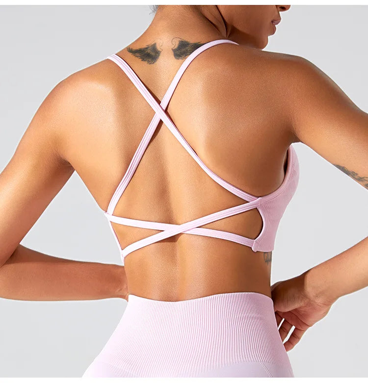 Women Sports Underwear Cross Strap Top Women Push Up Sport Bra Yoga Gym Crop Top Brassiere Fitness Top Sport Bra Breathable Bras