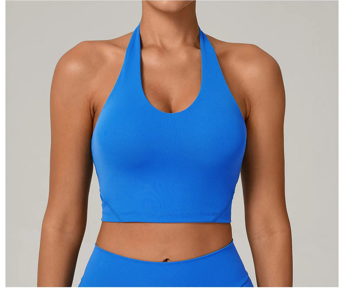 Sexy Impact Sports Bra Women Halter Top High Support Push-up Open Back Gym Bra Shockproof Running Fitness Yoga Workout Underwear