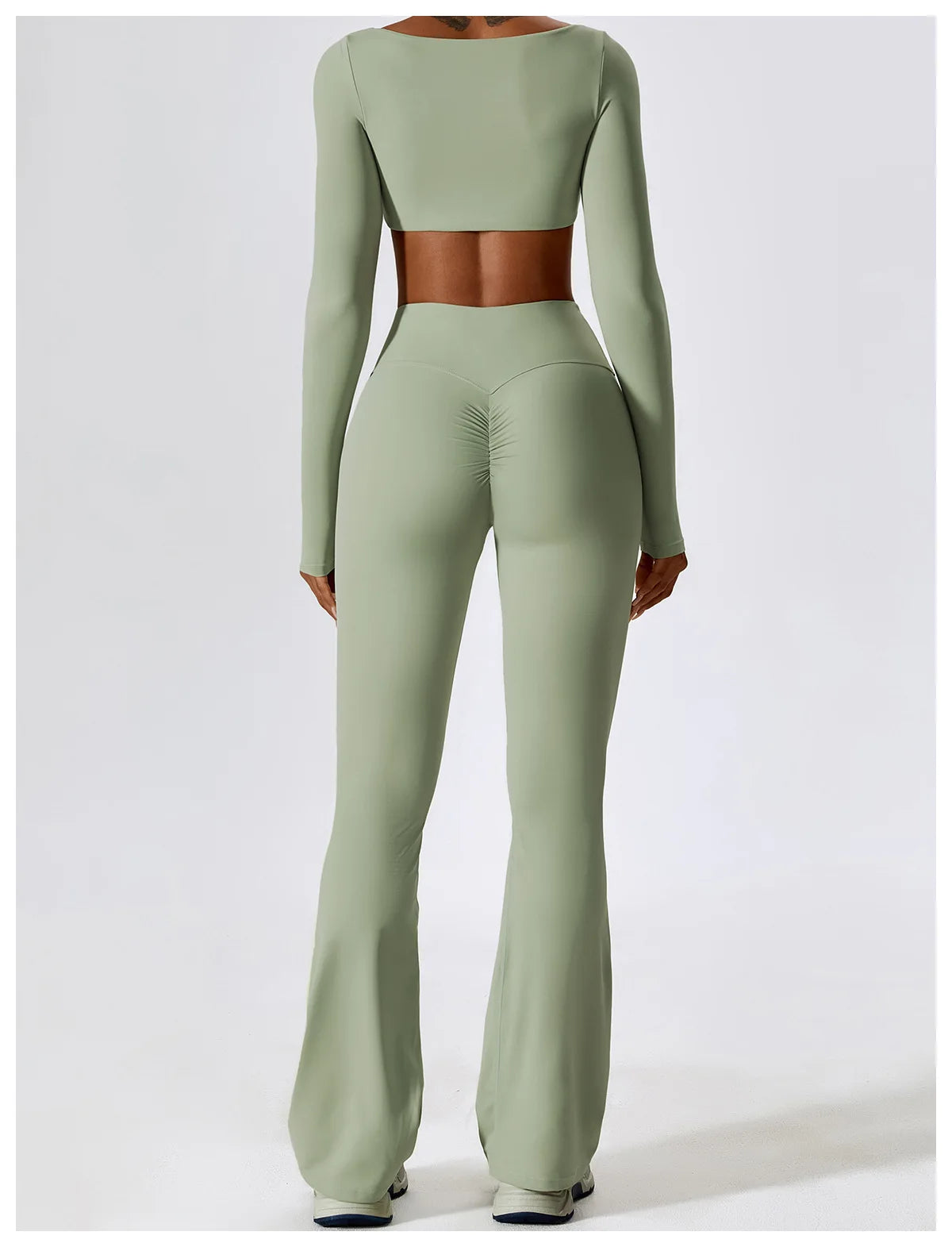 Women Tracksuit Gym Yoga Suit 2PCS Tight Fitting Sports Set Workout Breathable T Shirts Bra Tank Top Loose Bell-bottoms Leggings