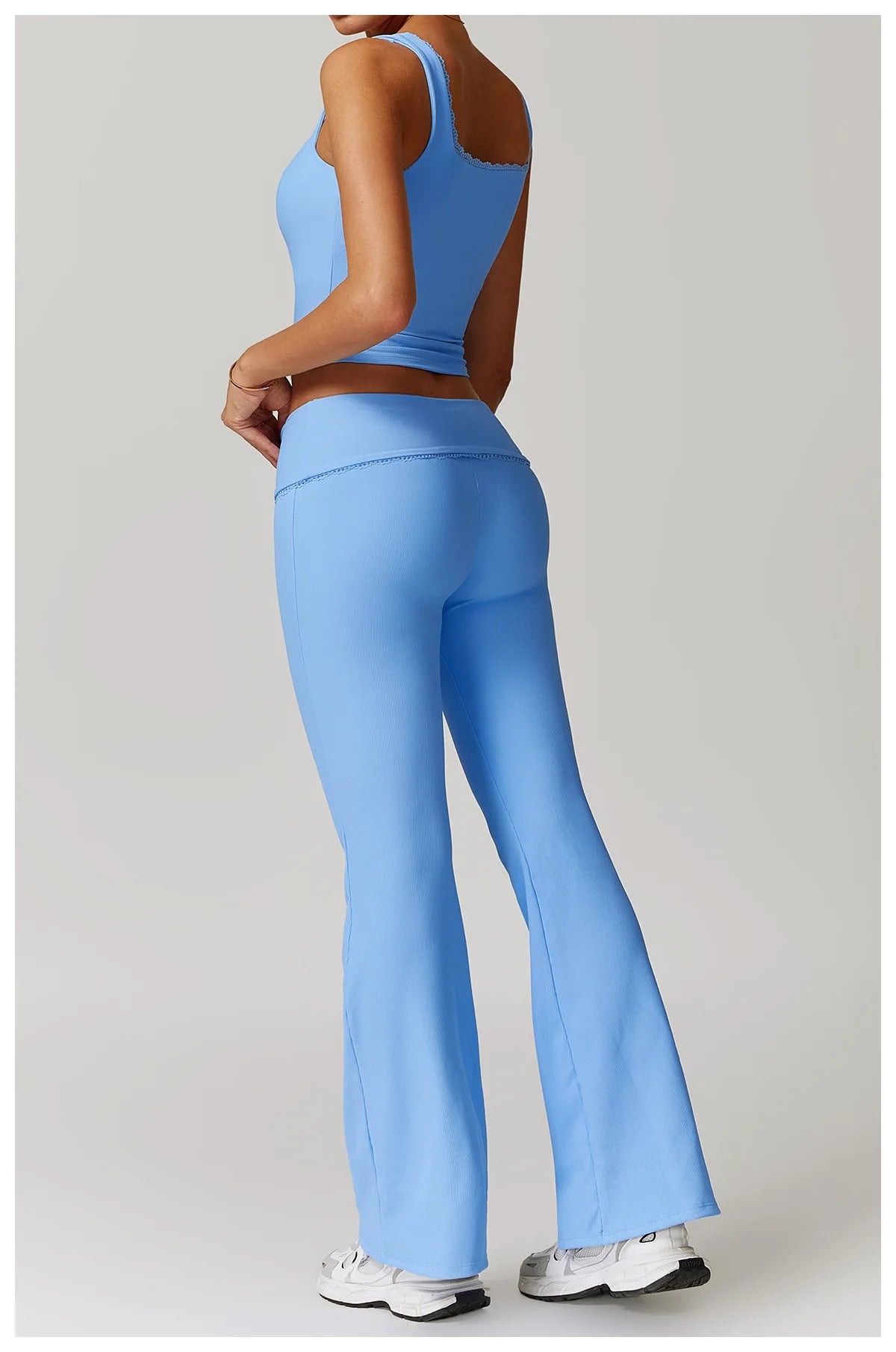 Women Flare Leggings High Waist Wide Leg Yoga Pants Lace Fitness Workout Tights Gym Sports Trousers Casual Slimming Clothing