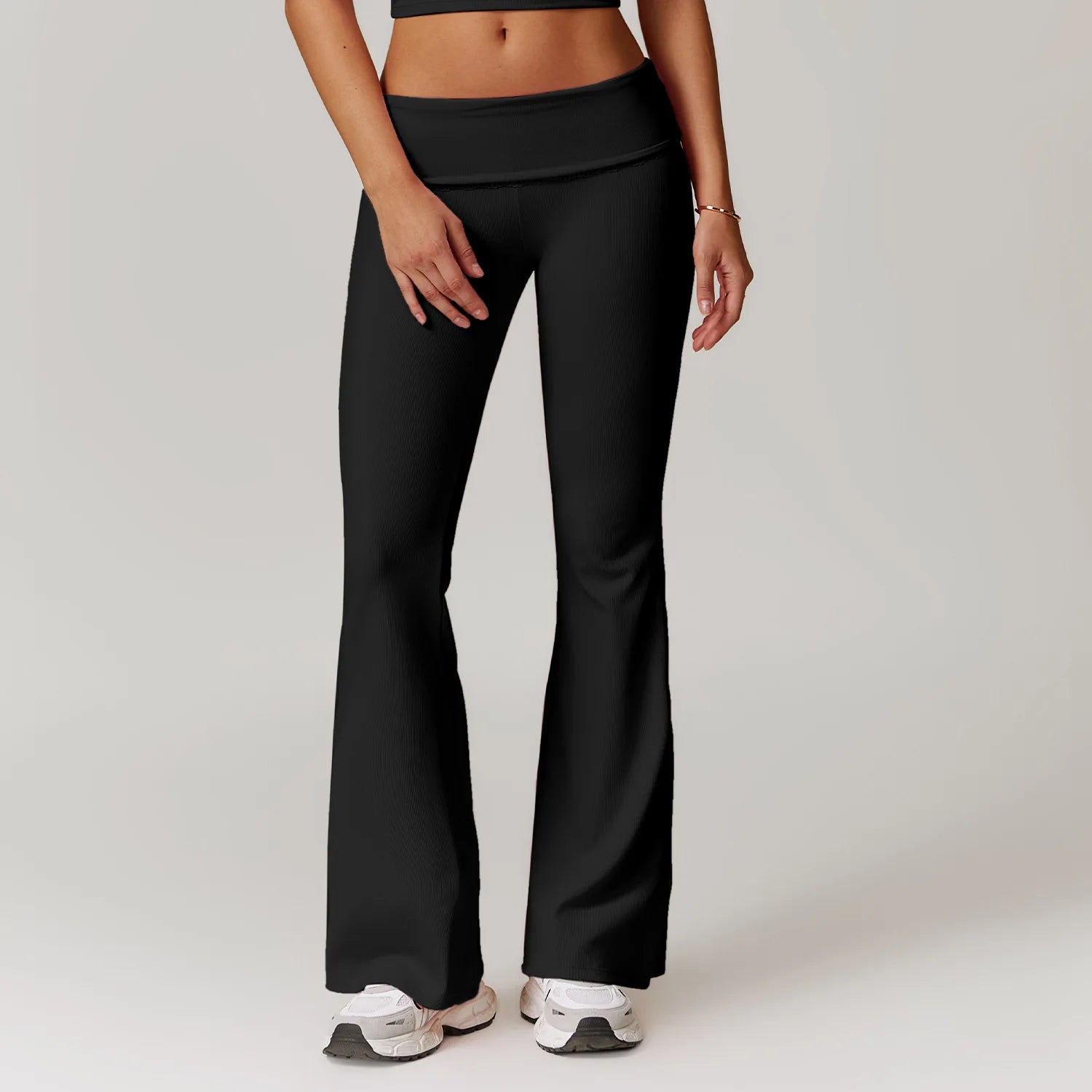 Women Flare Leggings High Waist Wide Leg Yoga Pants Lace Fitness Workout Tights Gym Sports Trousers Casual Slimming Clothing