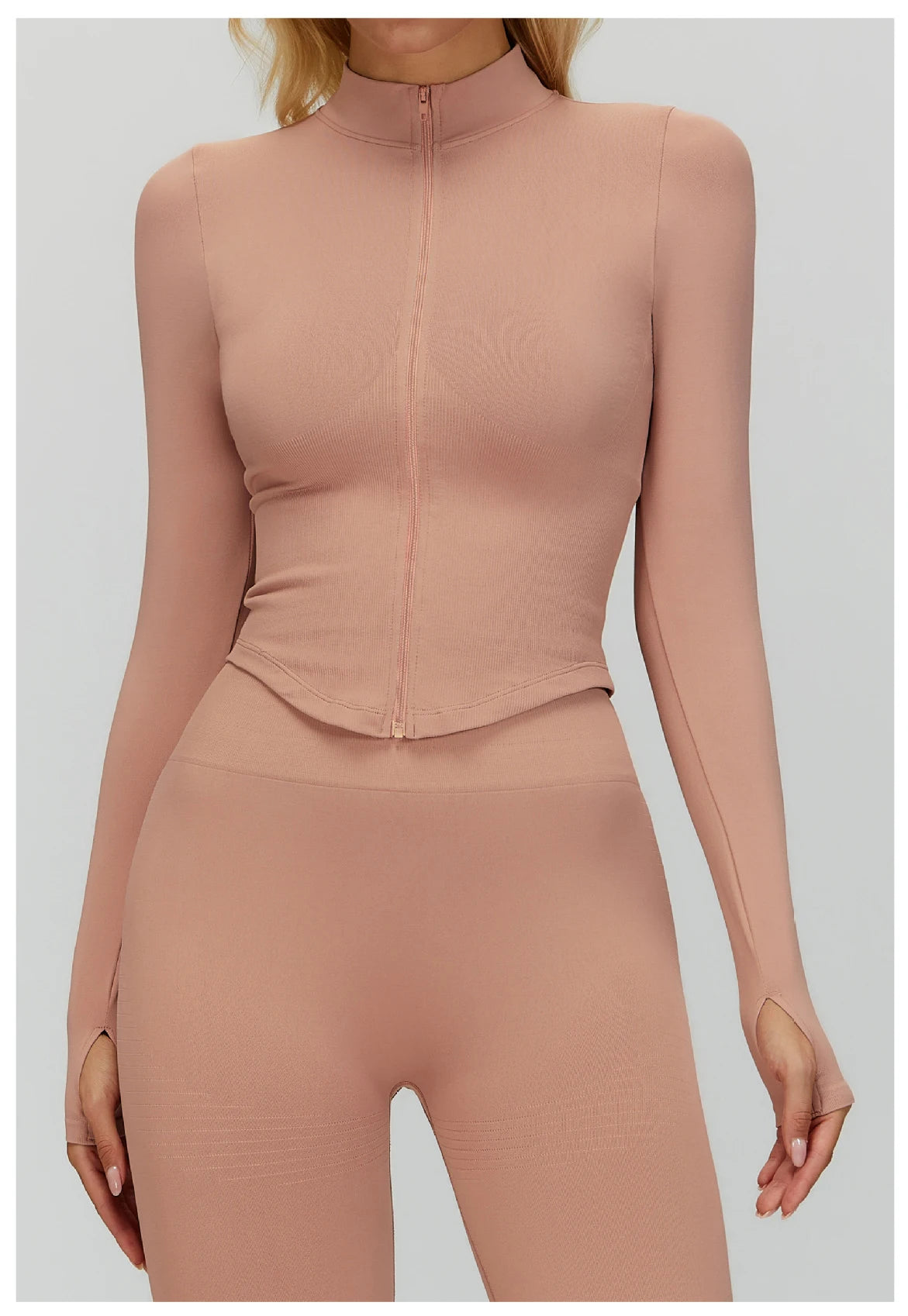 Seamless Outdoor Sports Long Sleeved Women Yoga Coat Quick Dry Zipper Cardigan Stand Up Collar Jacket Running Fitness Jacket Top