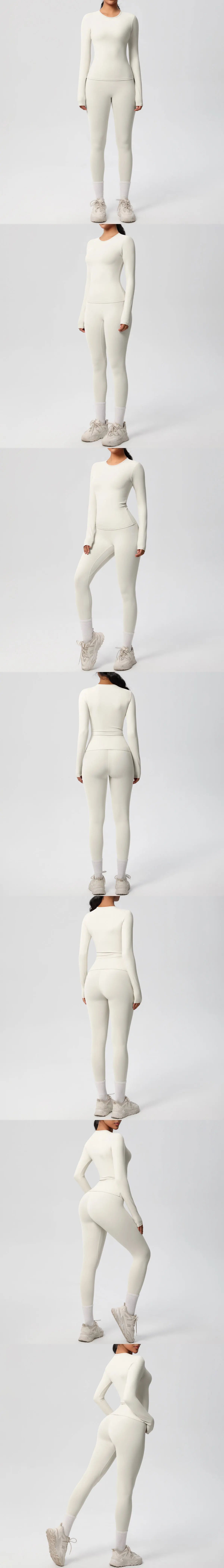 2PCS Yoga Suit Sports Set Women Sportswear Gym Set Women Tracksuit Running Workout Long Sleeve Sports Shirt Yoga Clothing
