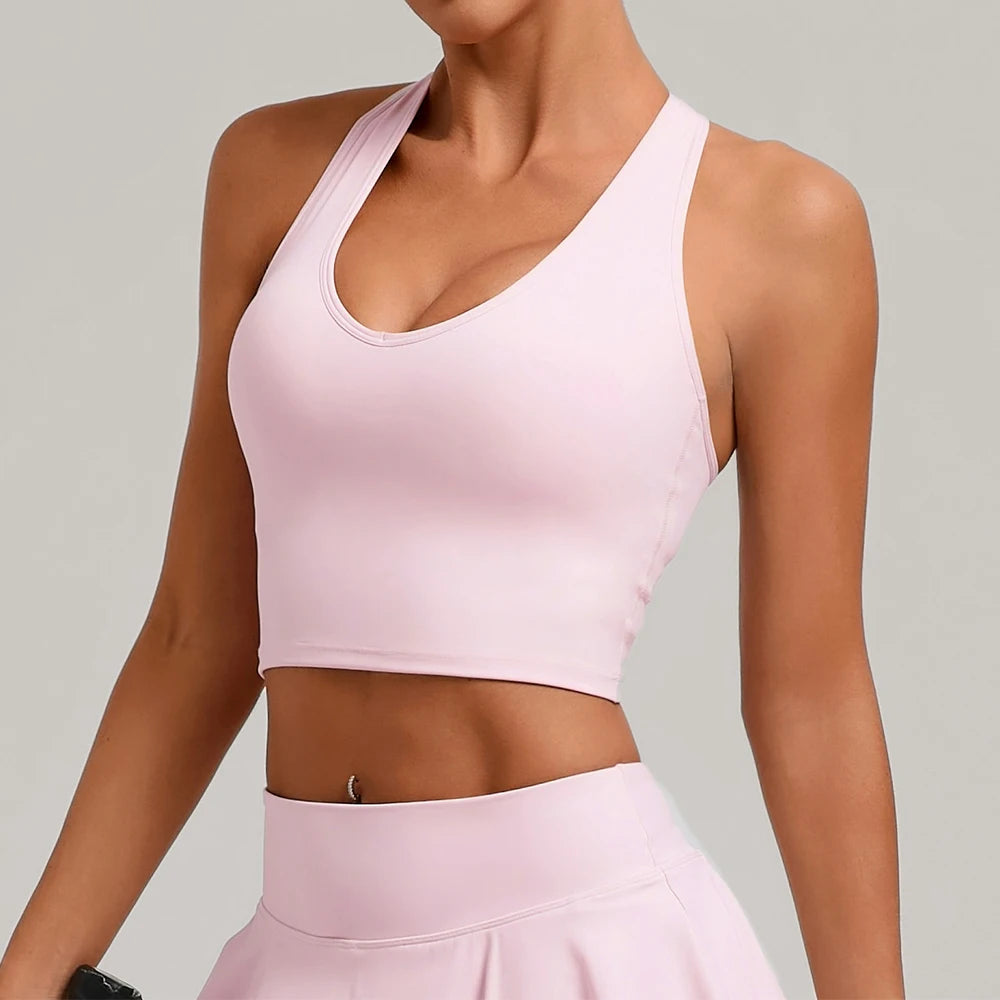 Sexy Sports Bra Anti-Sweat Fitness Top Women High Strength Yoga Bra Shockproof Crop Top Push Up Sport Underwear Gym Workout Top