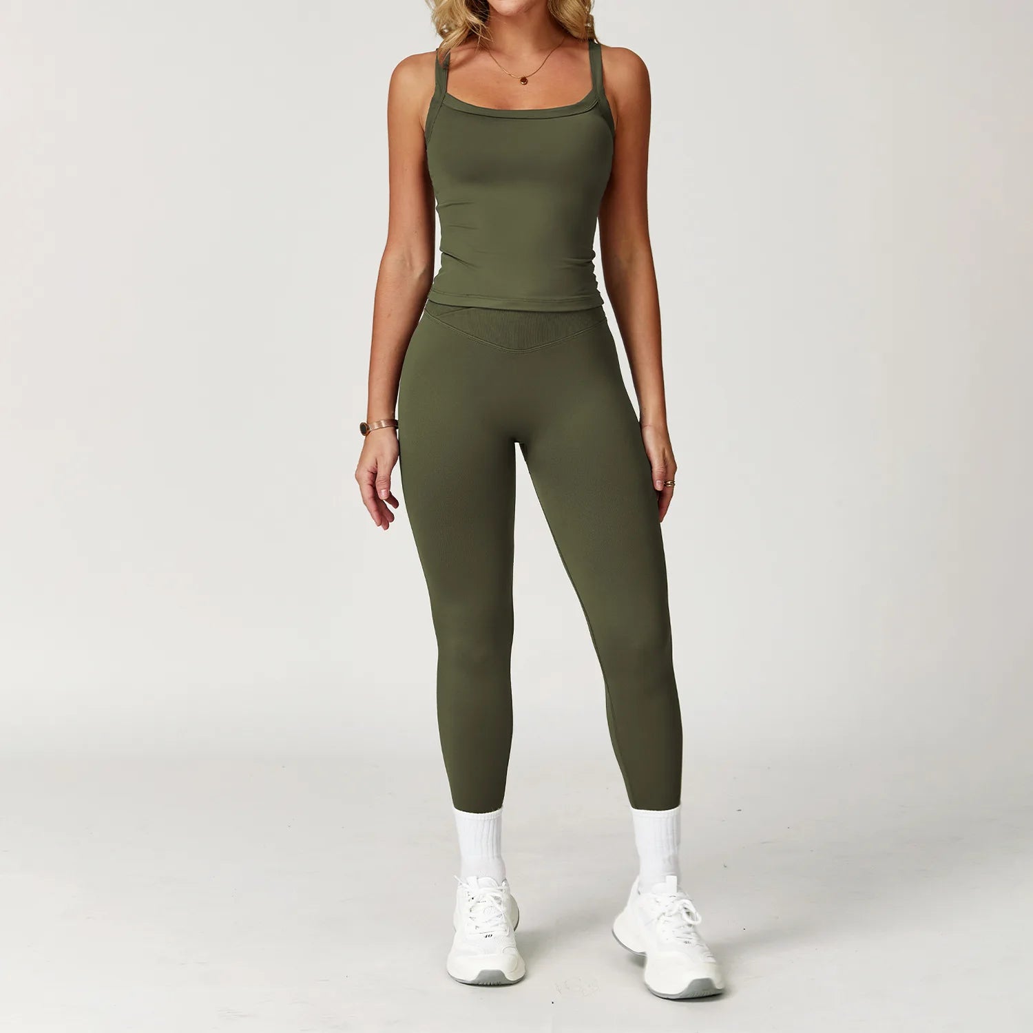 Women Tracksuit 2PCS Seamless Fitness Suit Yoga Sets Sportswear Workout Sports Bra High Waist Leggings Gym Clothing Sports Suits
