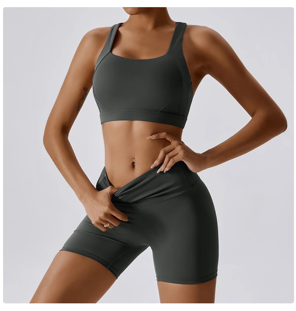 2PCS Women's Tracksuit Athletic Wear Yoga Set Workout Shorts Sportswear Gym Clothing High Waist Leggings Fitness Bra Sports Suit
