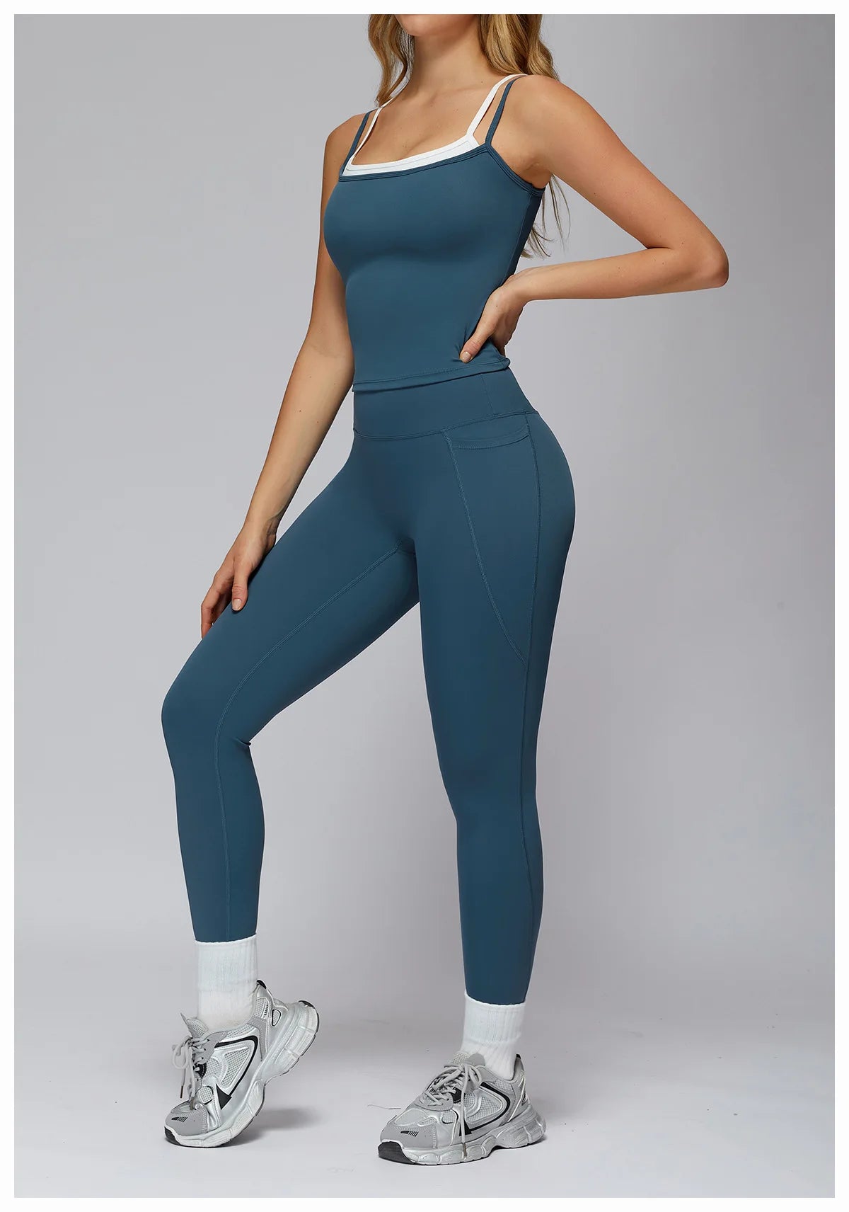 Sports Bra Women's Set 2PCS Professional Fitness Tank Top Bra Shockproof Running Leggings Yoga Suit Beautiful Back Bra Clothing