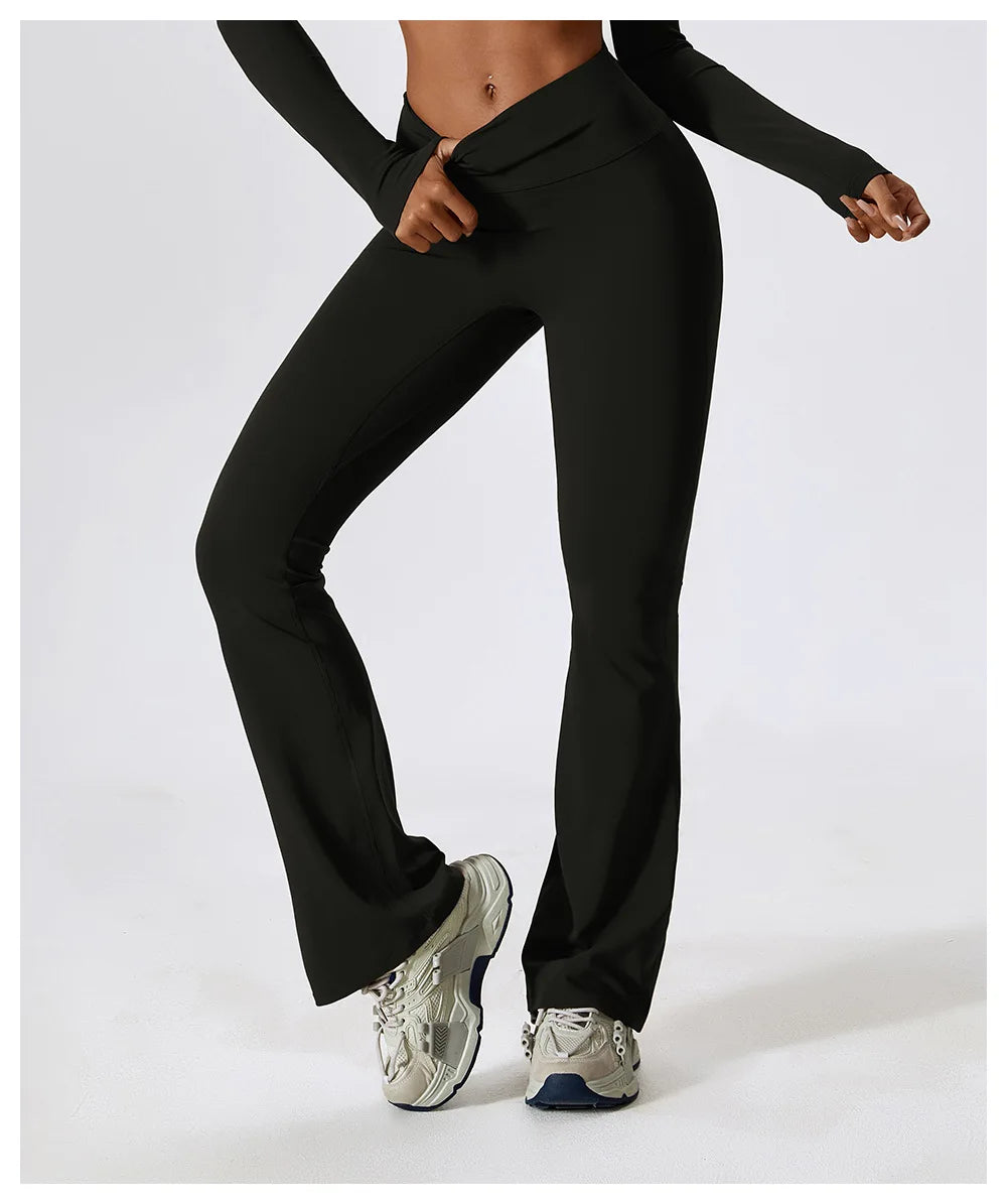 Yoga Bell-bottoms Tight Scrunch Butt Lifting Dance High Waist Tights Women Sport Pants Gym Running Breathable Fitness Leggings