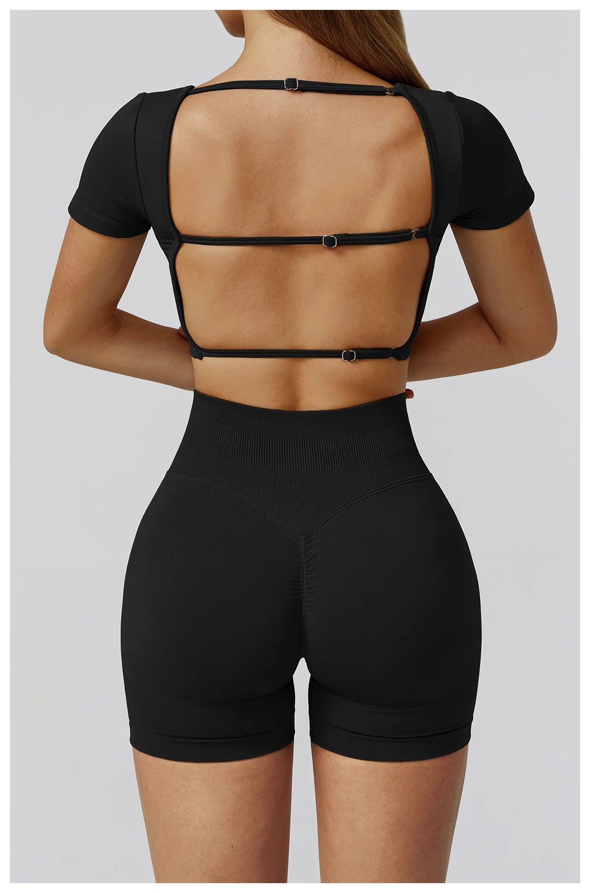 Seamless Women Yoga Top Backless Sport T Shirts Fitness Clothes Short Sleeve Yoga Shirt Gym Top Running Active Wear Sport Top