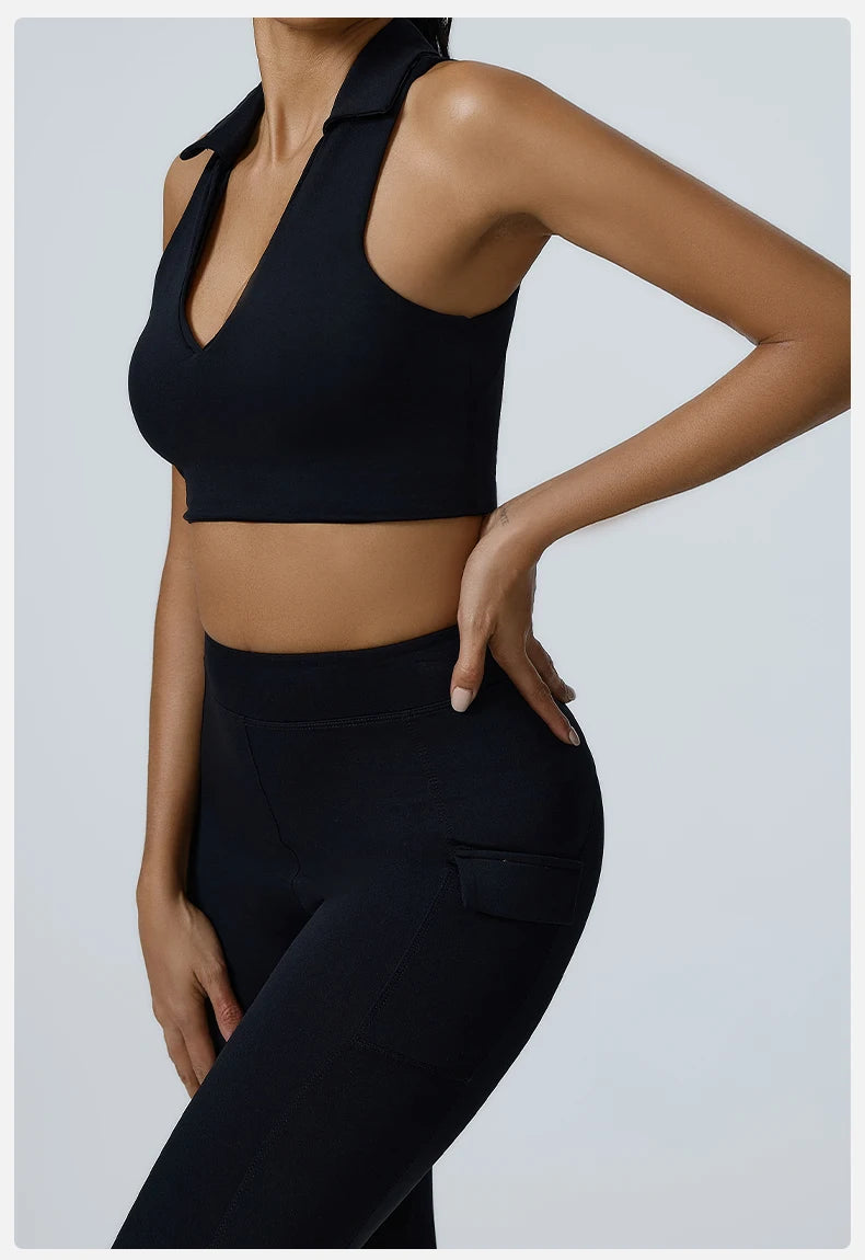 Women Sports Underwear Collar Yoga Top Vest High Shockproof Quick-drying Yoga Bra Gym Workout Bra Running Sexy Fitness Bra