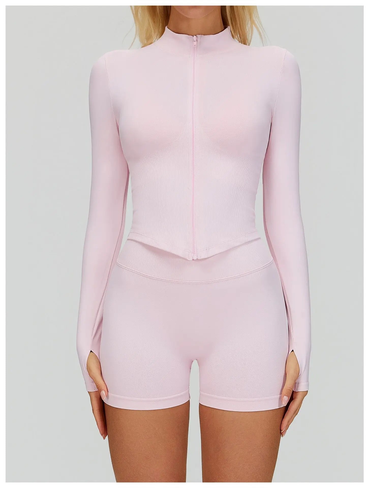 Seamless Outdoor Sports Long Sleeved Women Yoga Coat Quick Dry Zipper Cardigan Stand Up Collar Jacket Running Fitness Jacket Top