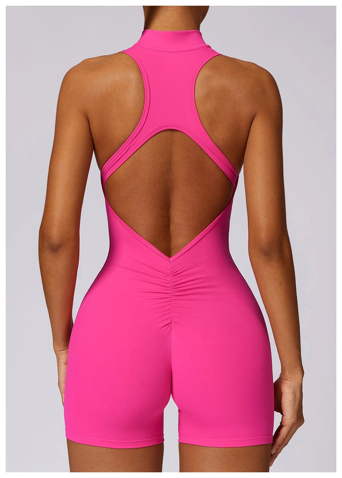 Scrunch Sports Overalls Gym Jumpsuit Women's Fitness Suit Short Sets for Woman Tracksuit Yoga Clothing Zipper Workout Sportswear