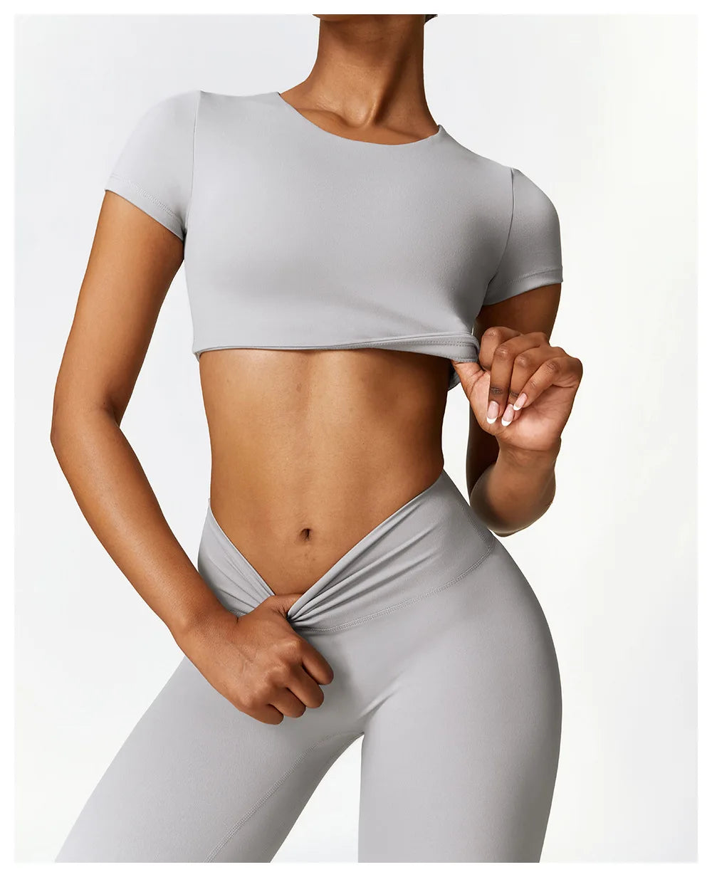 Yoga Top Women Sport T Shirts Push Up Fitness Clothes Short Sleeve Yoga Shirt Gym Top Running Active Wear Sport Top Femme Tights