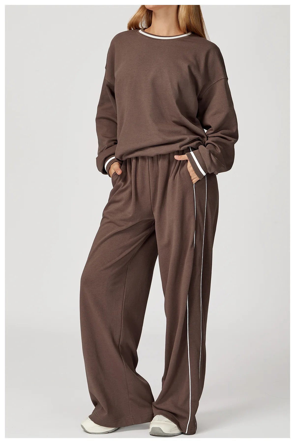 2PCS Winter Yoga Set Contrasting Hoodie Set Women's Tracksuit Comfortable Running Gym Set Women's Clothes Outdoor Sports Set