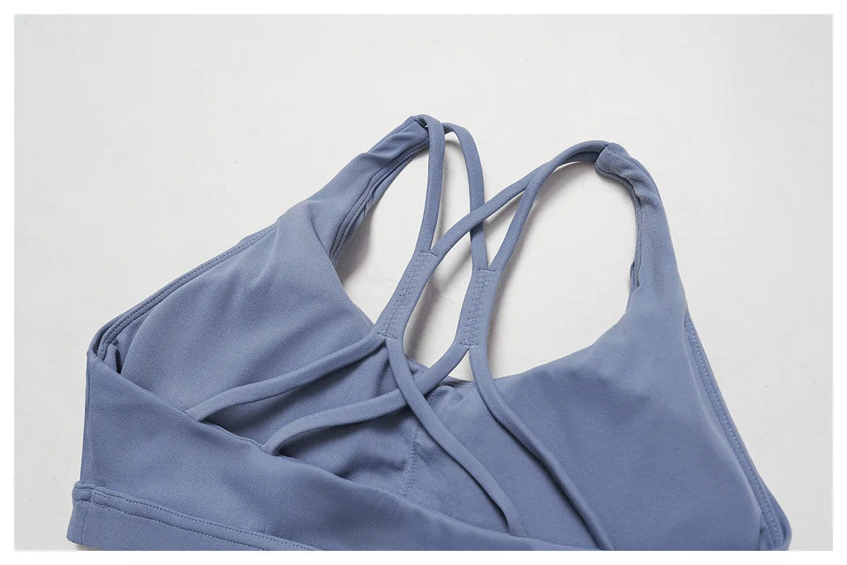 Women Tops Back Cross Strap Tank Top Push Up Underwear Running Sports Bra Breathable Soft Fitness Beauty Solid Color Yoga Bra