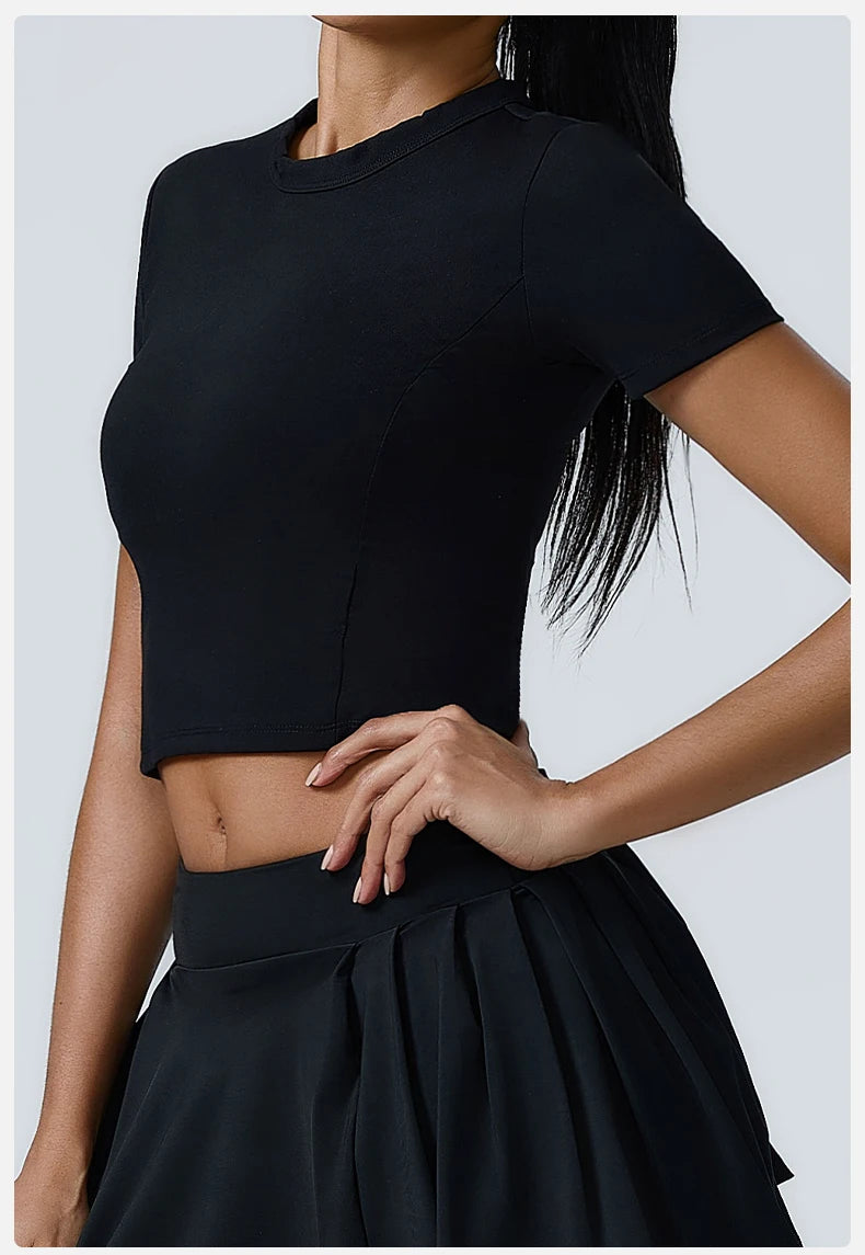 Yoga Top Women Short Sleeve Sport T Shirts Fitness Clothes Yoga Shirt Gym Top Running Sport Push Up Workout Crop Top