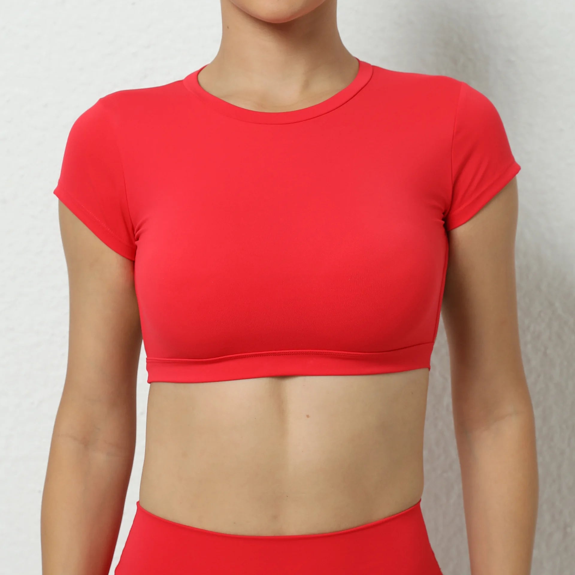 Women Short Sleeve Hollow Crop Top Yoga Short Sleeve Fitness Workout Tops Push Up Gym Shirt Sportswear Running T-shirts