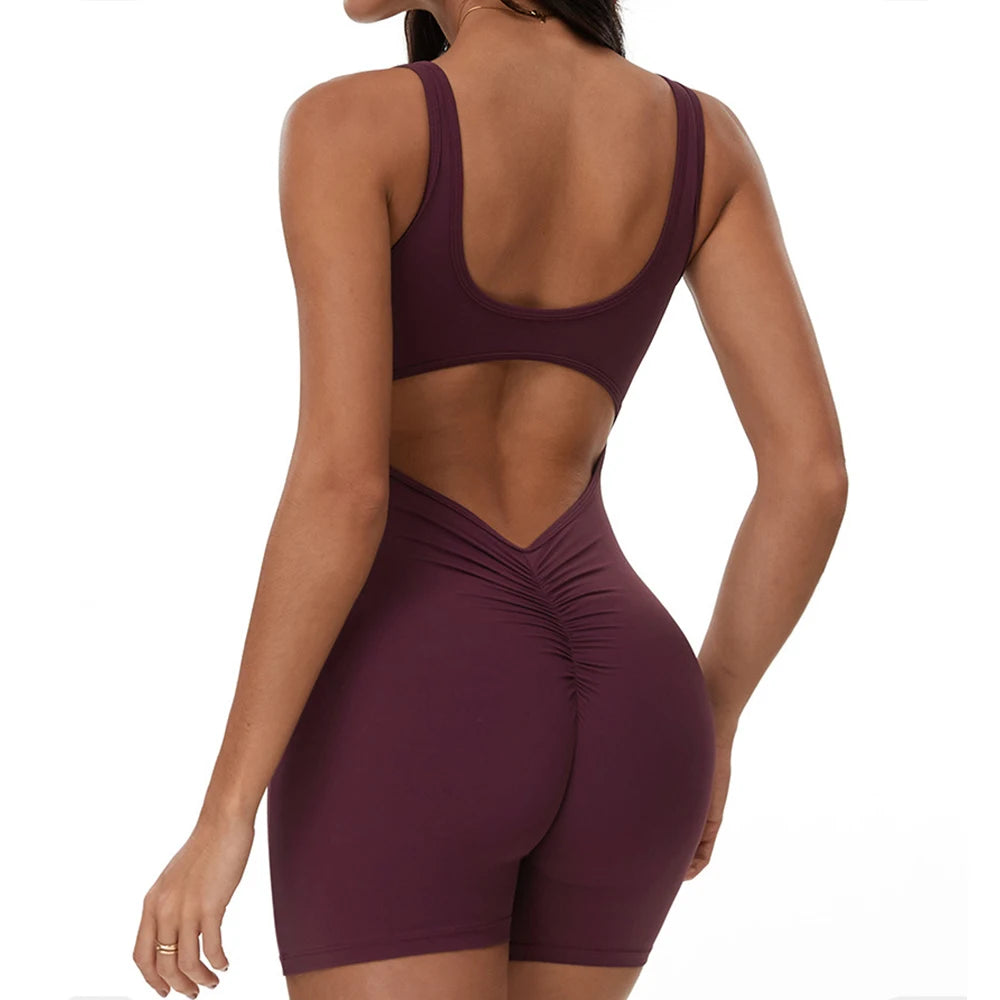 Yoga Jumpsuits Women Tracksuit Set Fitness Rompers Sexy One Piece Sports Bra Workout Bodysuit Sexy Back V Sportswear Gym Clothes