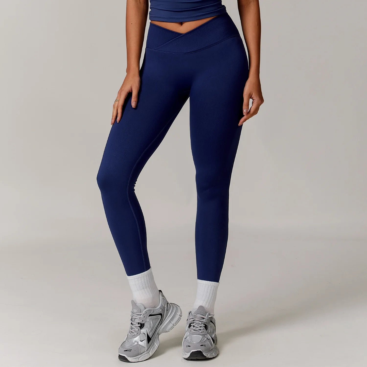 Seamless Yoga Leggings Women Fitness Leggings Running Cycling Pants Cross Waist Head Sports Legging High Waist Workout Gym Tight