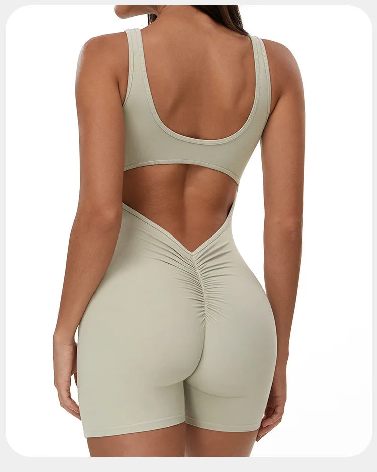 Yoga Jumpsuits Women Tracksuit Set Fitness Rompers Sexy One Piece Sports Bra Workout Bodysuit Sexy Back V Sportswear Gym Clothes
