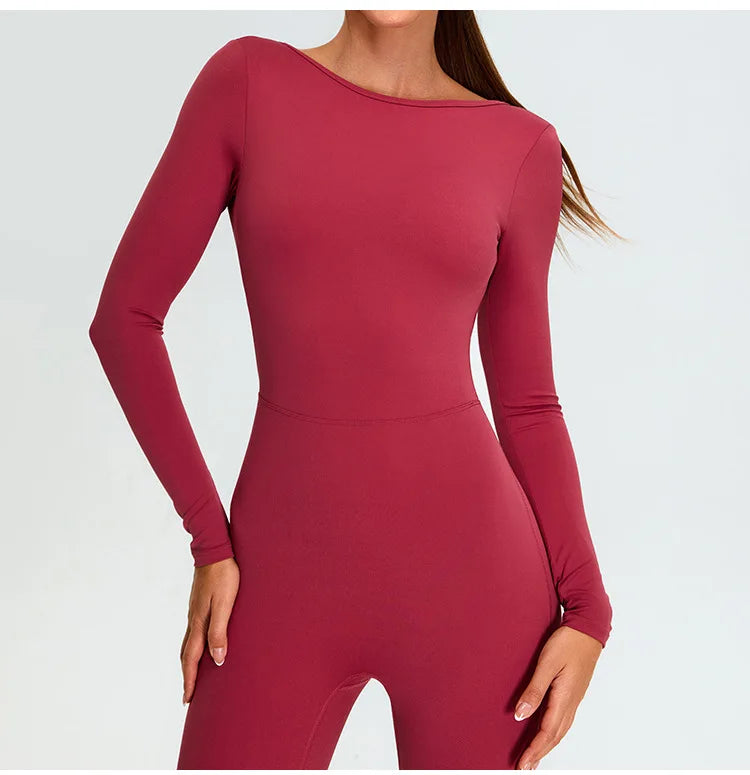 Fitness Rompers Women Gym Set Training Yoga Suit Sportswear Women Sports Jumpsuit Long Sleeved Stretch Push Up Workout Bodysuits