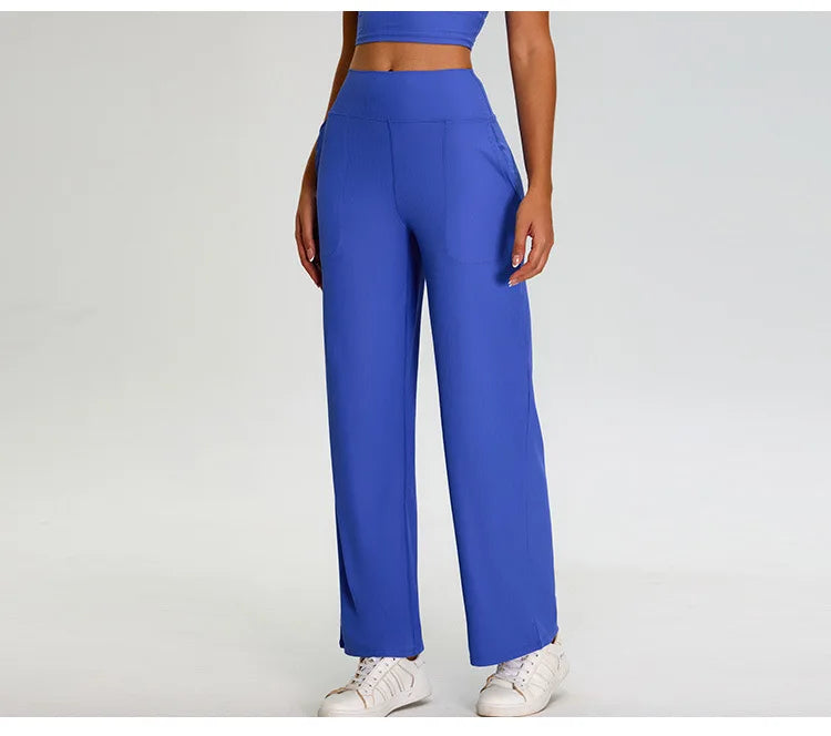 Ribbed Yoga Pants For Women Leggings Gym Workout Leggings High Waist Fitness Leggings Outdoor Running Sports Pants Straight Leg