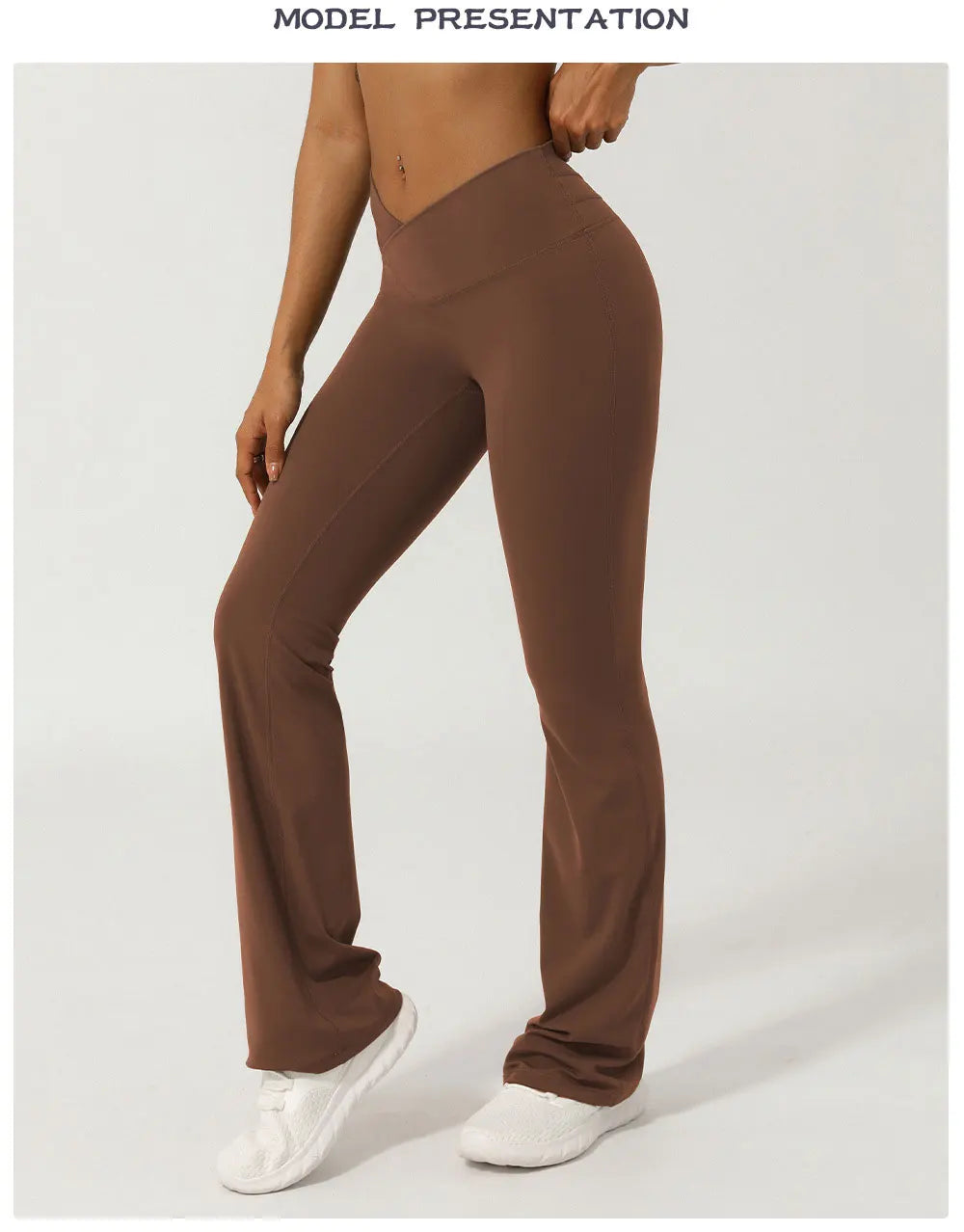 Women Yoga Bell-bottoms Tight Lifting High Waist Tights Cross Waist Sport Flared Pants Gym Running Breathable Fitness Leggings