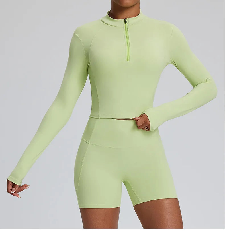 2PCS Yoga Suit Gym Set Women Clothes Running Tracksuit Workout Long Sleeve High Waist Bell-bottoms Sports Shirt Yoga Clothing