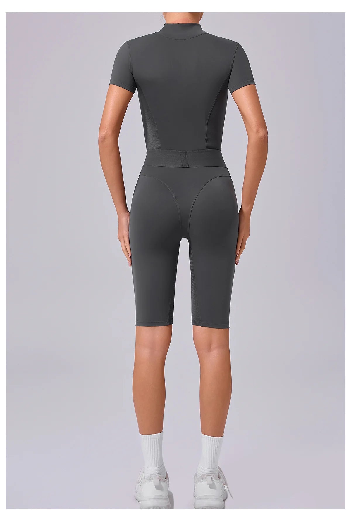 Women's Tracksuit Jumpsuits One-Piece Suit Zipper Short SleevesYoga Set Gym Push Up Workout Clothes Fitness Bodysuit Sportswear