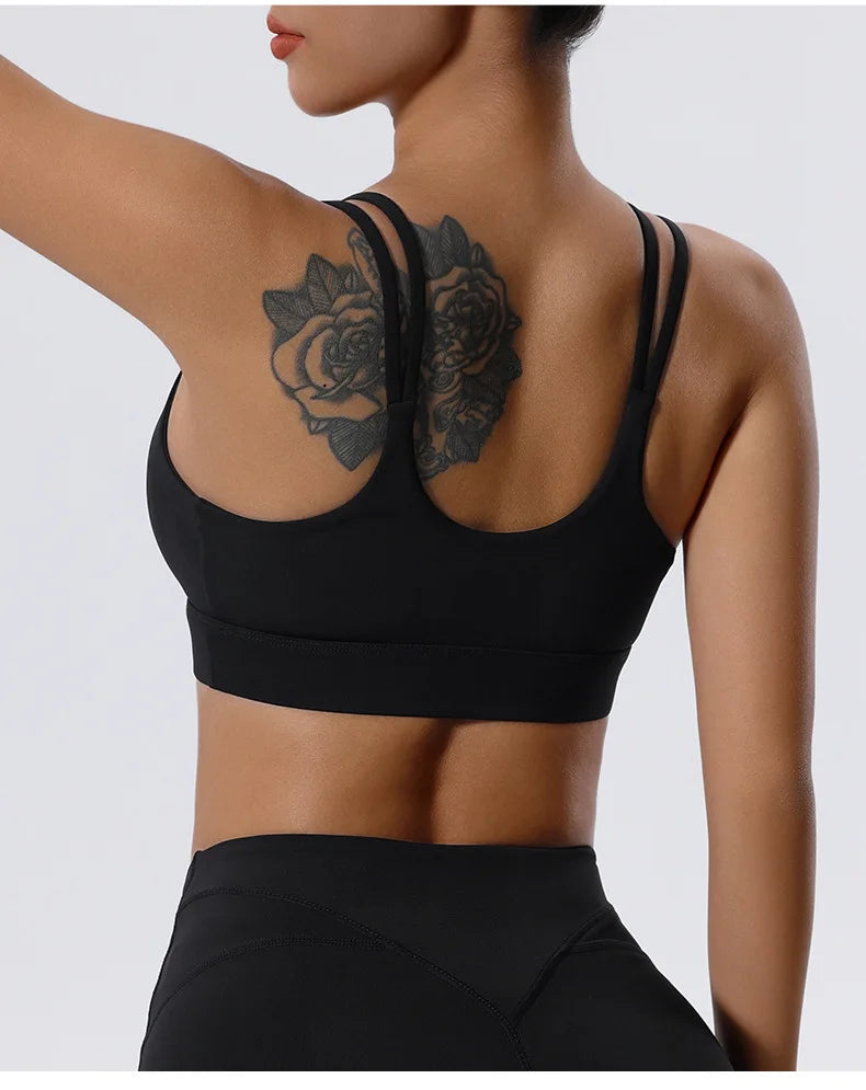 High Support Sports Bra Sexy Criss Cross Straps Back High Support Impact Yoga Underwear Running Fitness Gym Padded Bralette