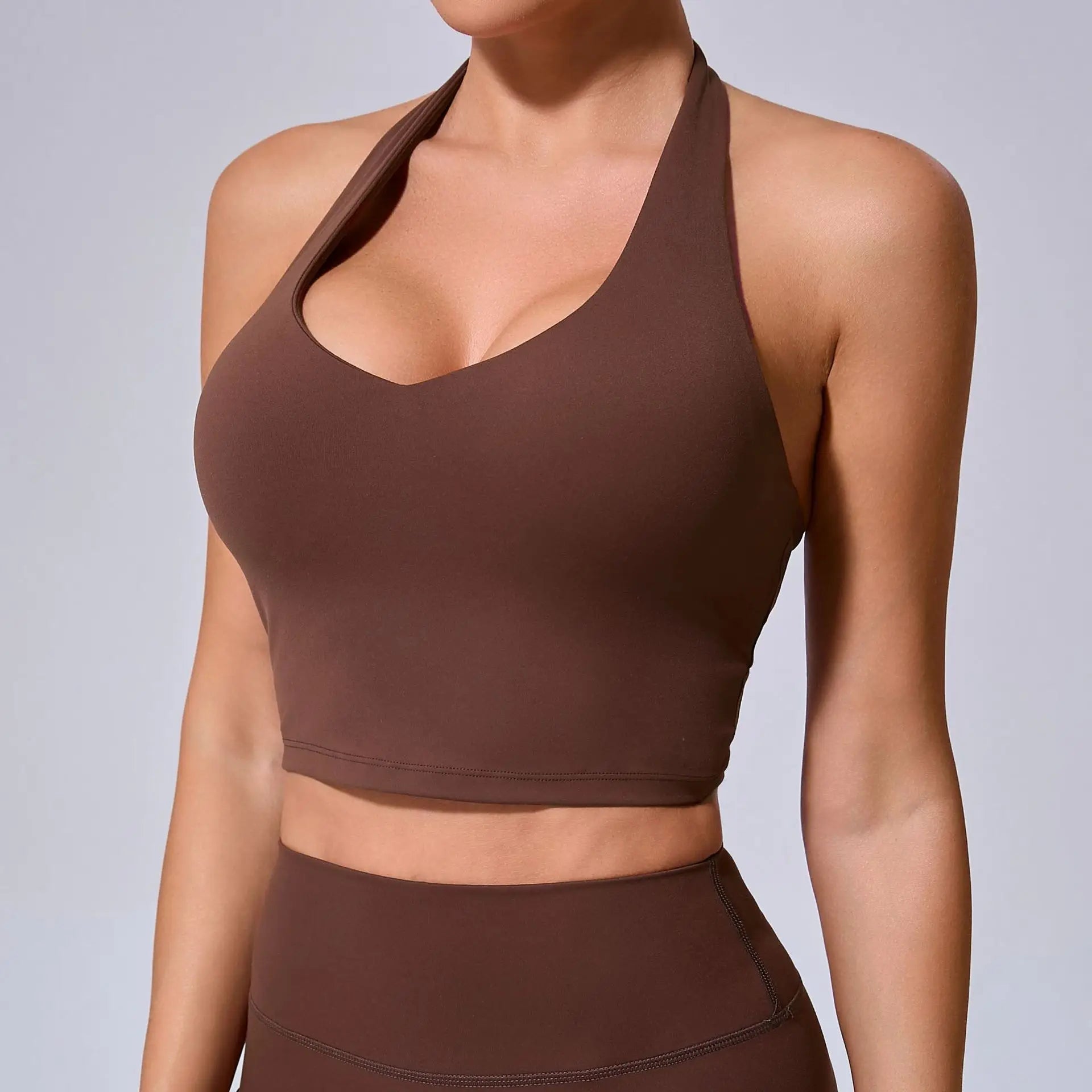 Women Hanging Neck Yoga Sports Bra Breathable Shock Proof Gym Workout Fitness Push Up Top Yoga Running Sportswear Vest Bra