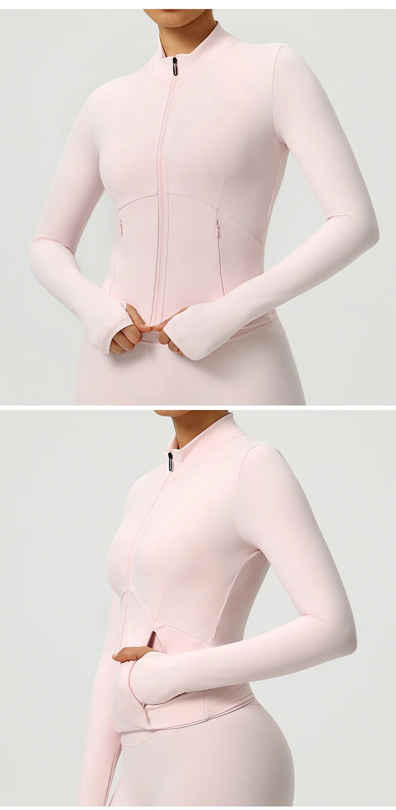 Women Outdoor Sports Long Sleeved Slim Yoga Clothes Quick Dry Zipper Cardigan Stand Up Collar Jacket Running Fitness Jacket Top