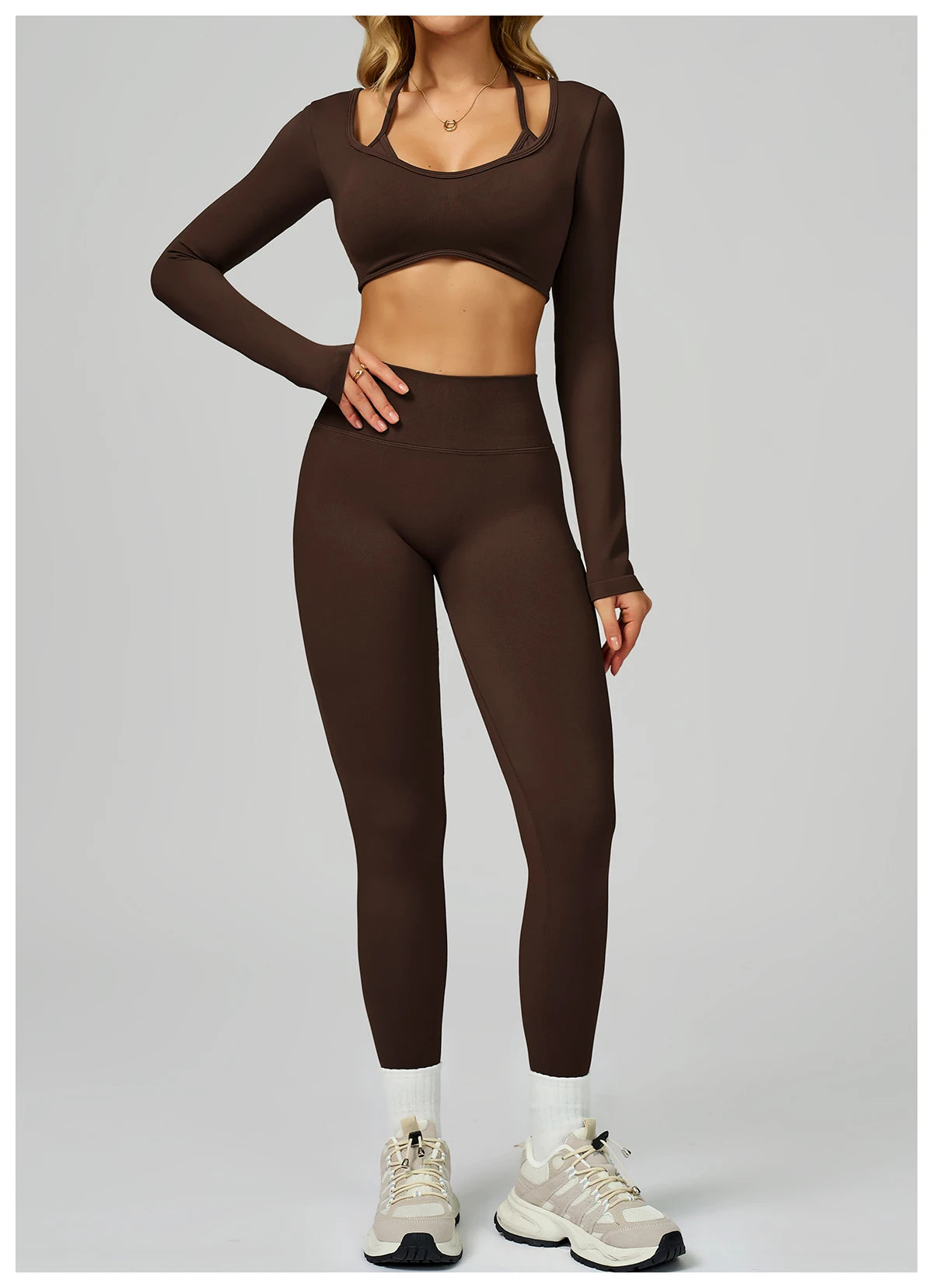 Seamless Yoga Long Sleeved Quick Dry T-Shirt Women Gym Top Women Fitness Sports Crop Top Ribbed Female Long Sleeve Yoga Clothing