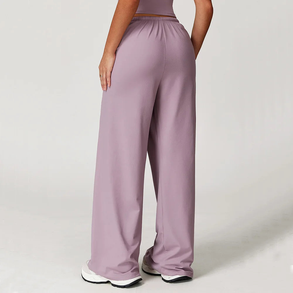 High Waist Yoga Pants Women's Hanging Wide Leg Loose Casual Pants Women's Sports Pants Fitness Running Elastic Drawstring Pants