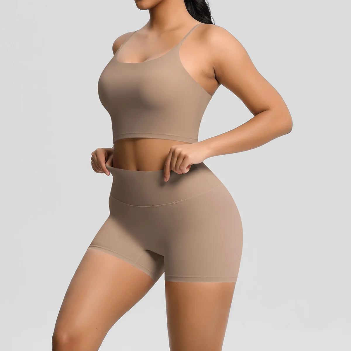 Yoga Sport Set Women Seamless Crop Top Bra Shorts Yoga Set Comfort Elastic Sportsuit Workout Outfit Fitness Gym Clothes