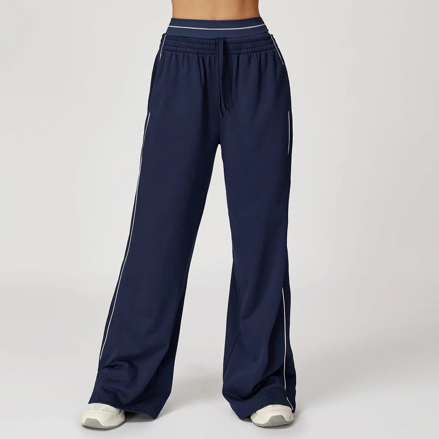 Color Blocking Sports Sweatpants Women Yoga Pants Loose High Waisted Straight Leg Sweatpants With Pockets Outdoor Fitness Pants